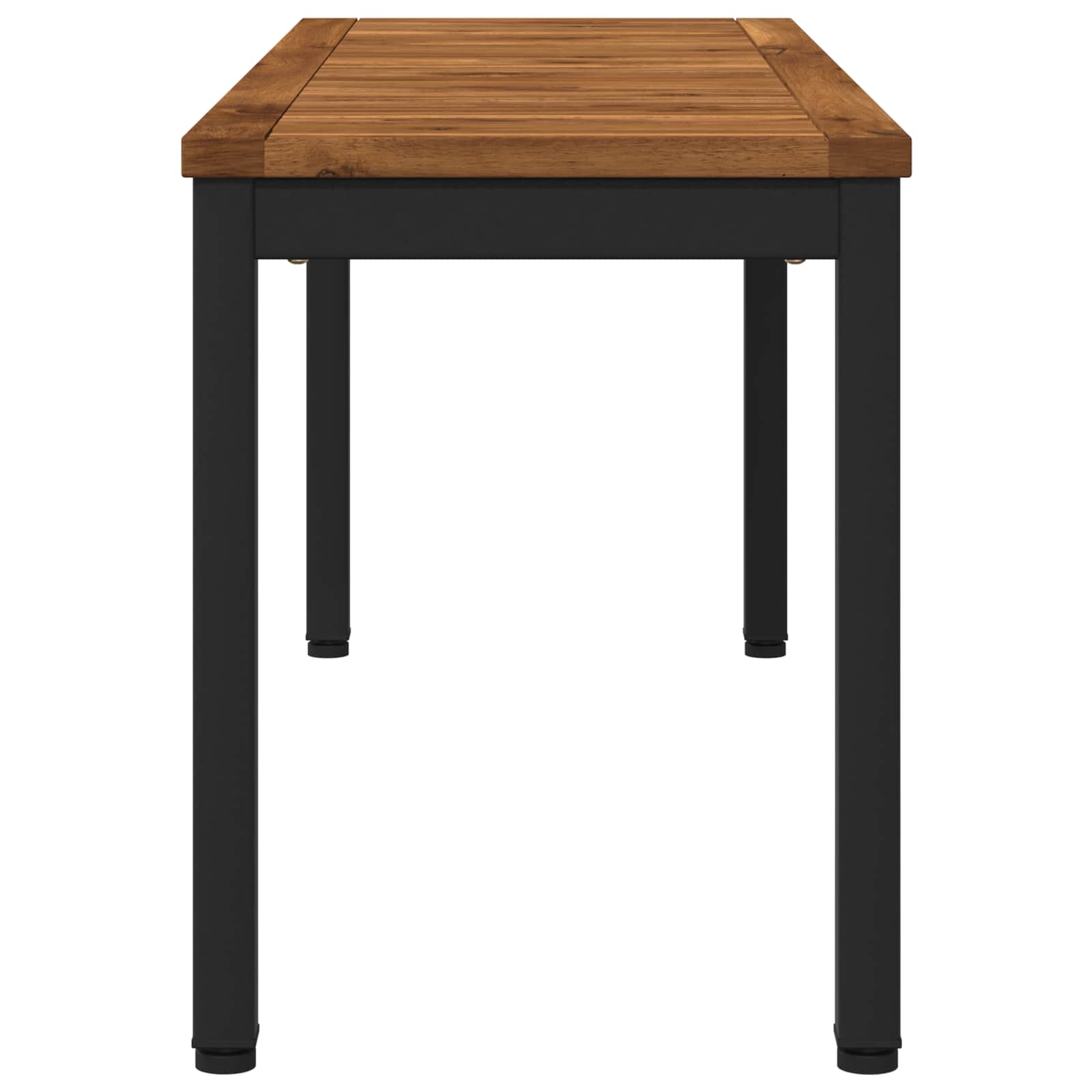 Kerti pad 108,5 x 35 x 45 cm tömör akácfa természetes és fekete