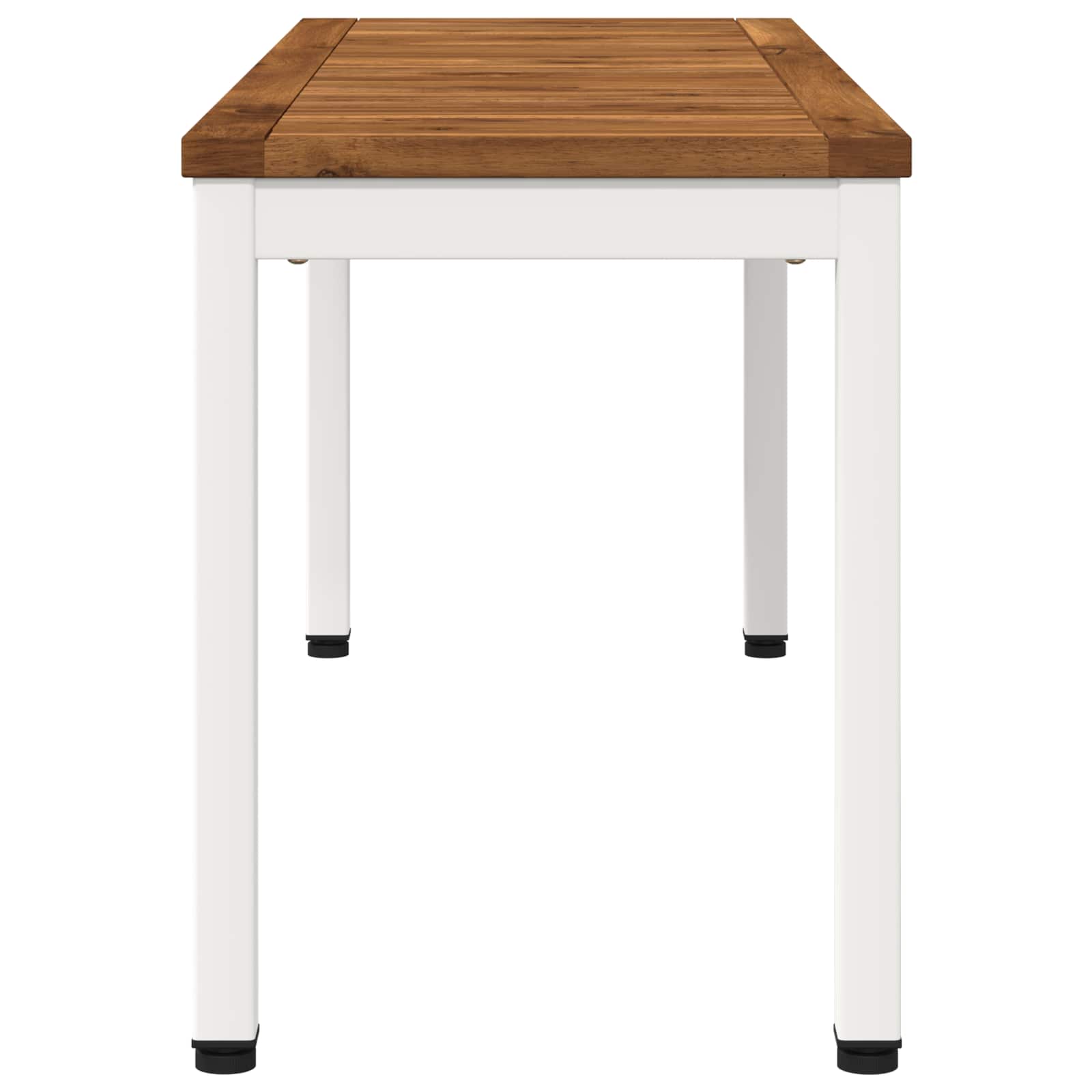 Kerti pad 108,5 x 35 x 45 cm tömör akácfa természetes és fehér