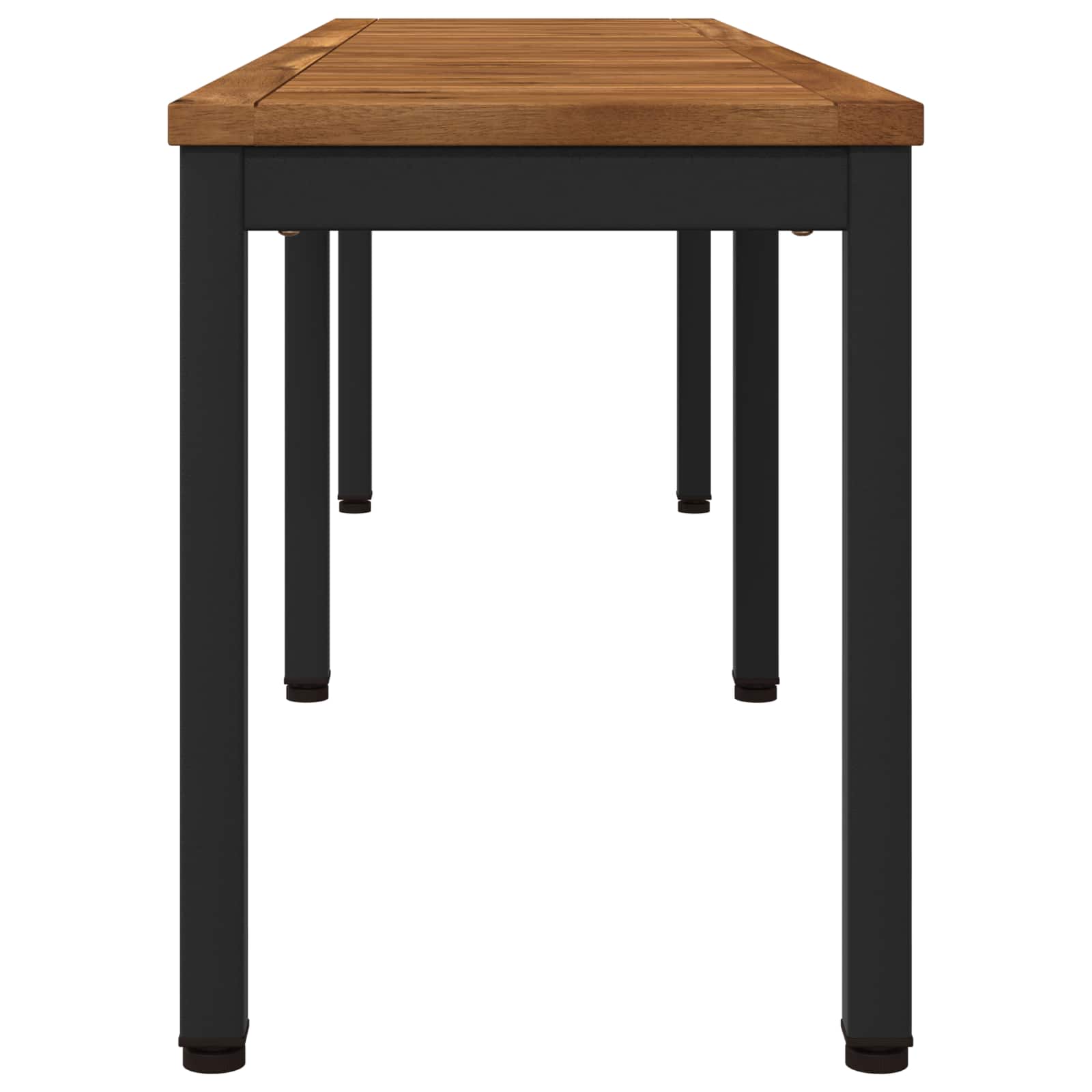 Kerti pad 161 x 35 x 45 cm tömör akácfa természetes és fekete