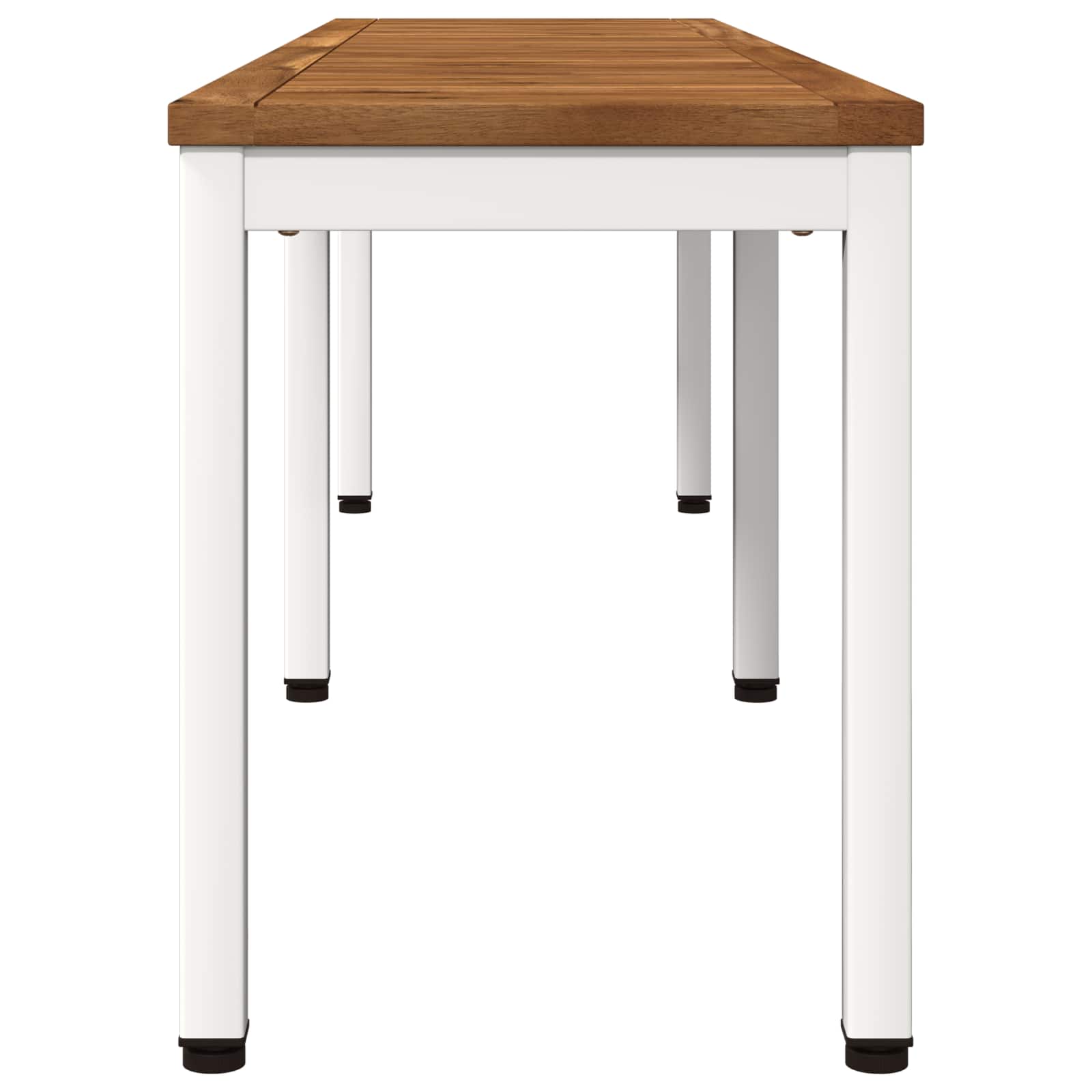 Kerti pad 161 x 35 x 45 cm tömör akácfa természetes és fehér