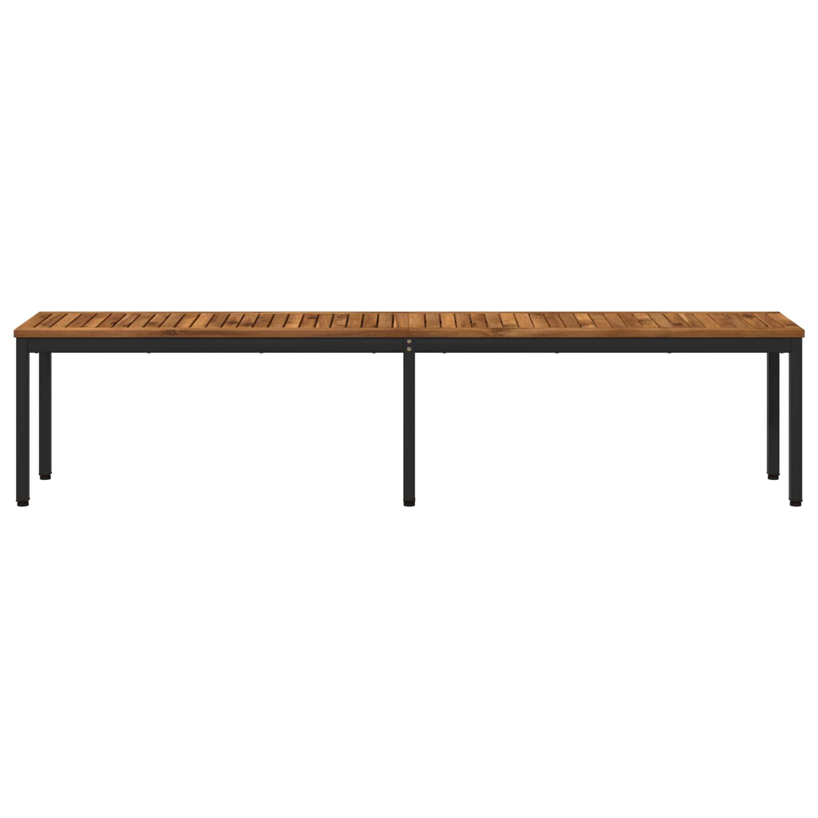 Kerti pad 201 x 35 x 45 cm tömör akácfa természetes és fekete