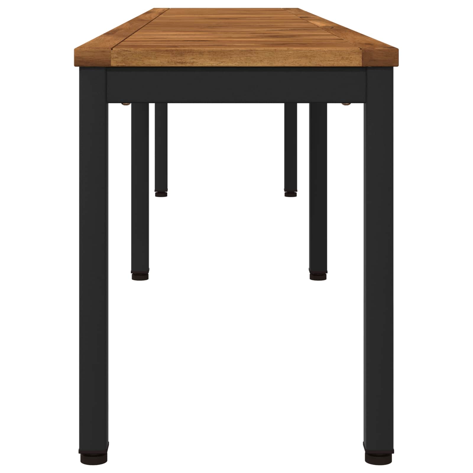 Kerti pad 201 x 35 x 45 cm tömör akácfa természetes és fekete