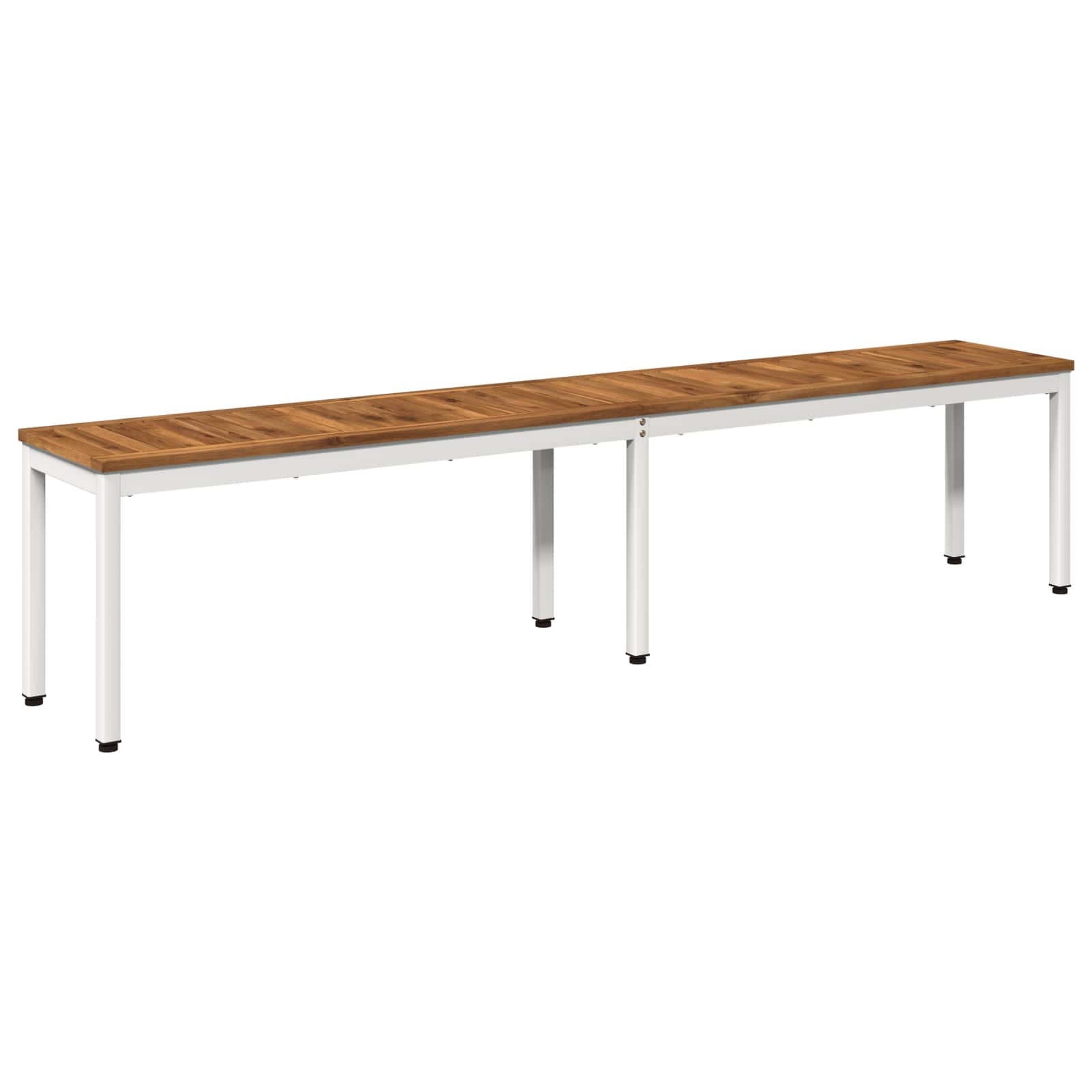 Kerti pad 201 x 35 x 45 cm tömör akácfa természetes és fehér