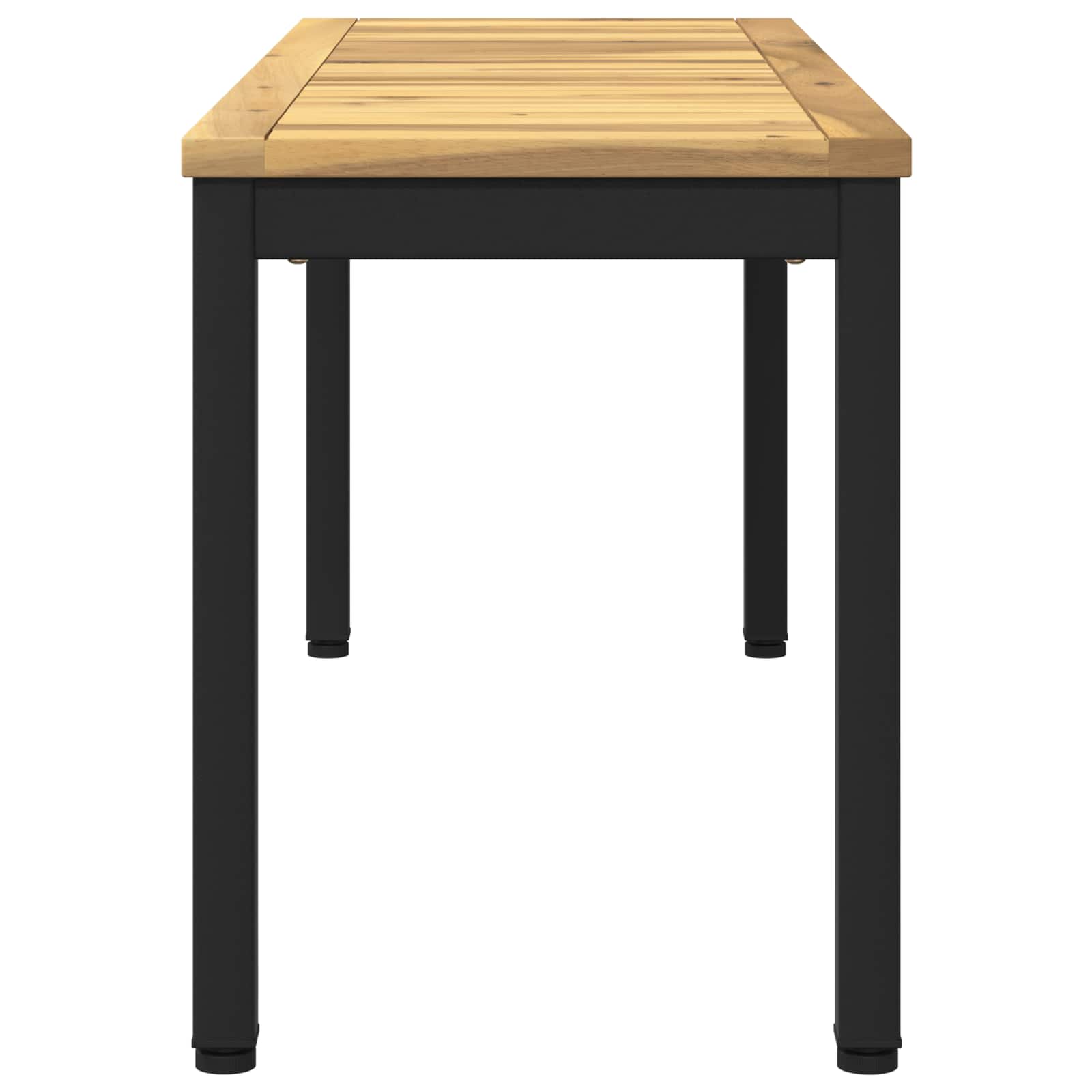 Kerti pad 108,5 x 35 x 45 cm tömör akácfa fehér és fekete