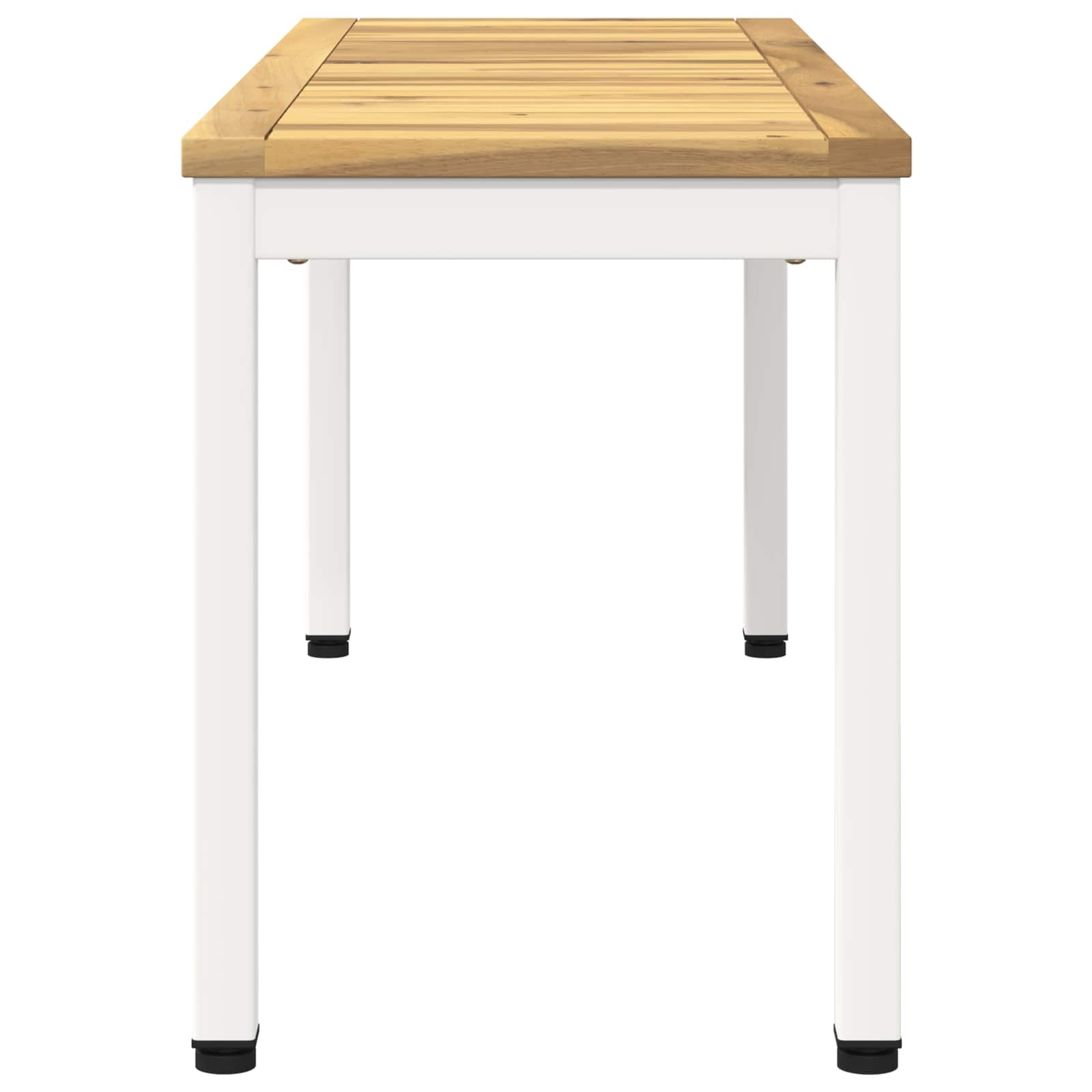 Kerti pad 108,5 x 35 x 45 cm tömör akácfa fehér négyszögletes