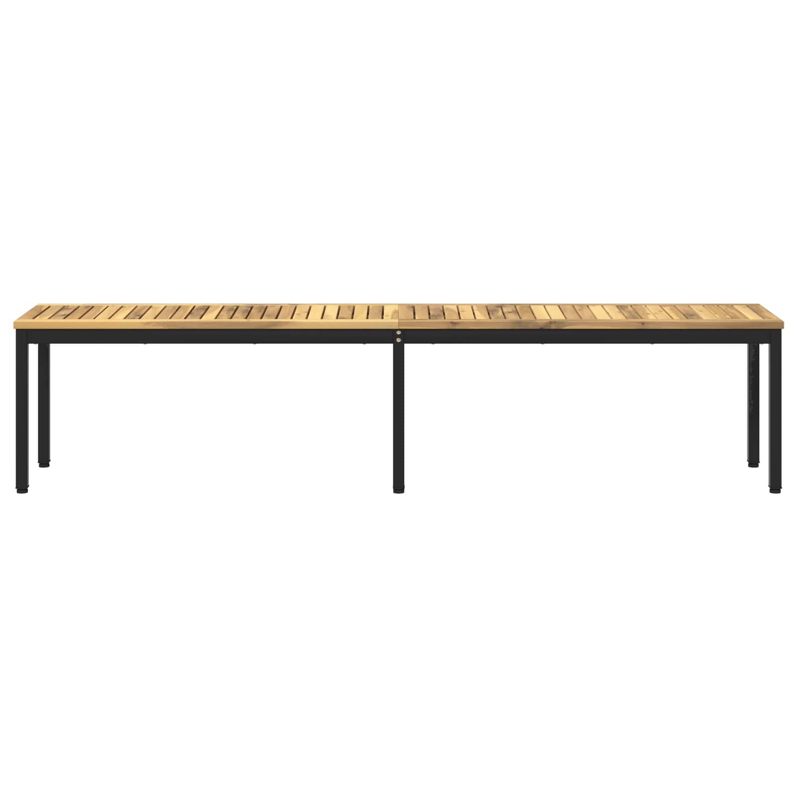 Kerti pad 201 x 35 x 45 cm tömör akácfa fehér és fekete