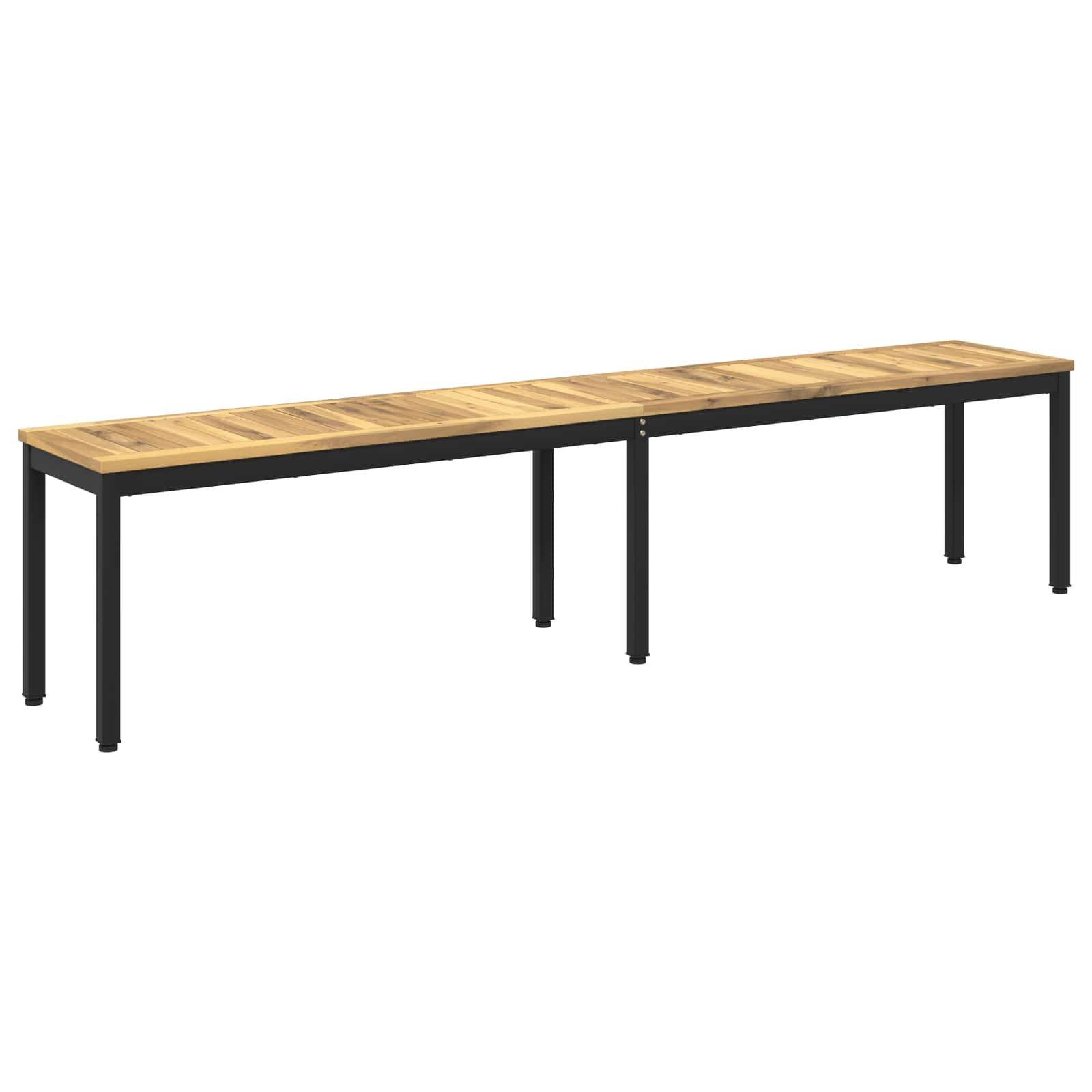 Kerti pad 201 x 35 x 45 cm tömör akácfa fehér és fekete