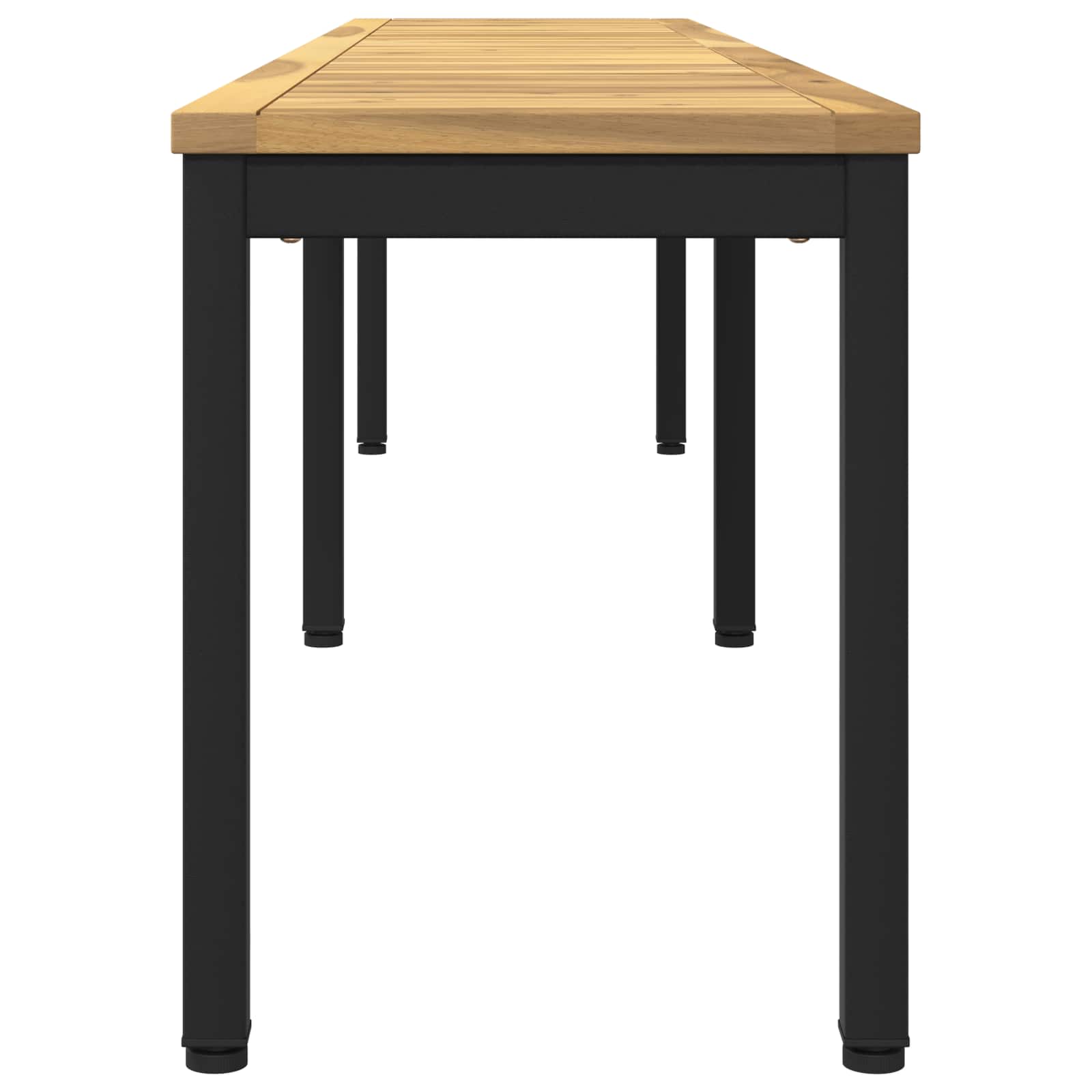 Kerti pad 201 x 35 x 45 cm tömör akácfa fehér és fekete