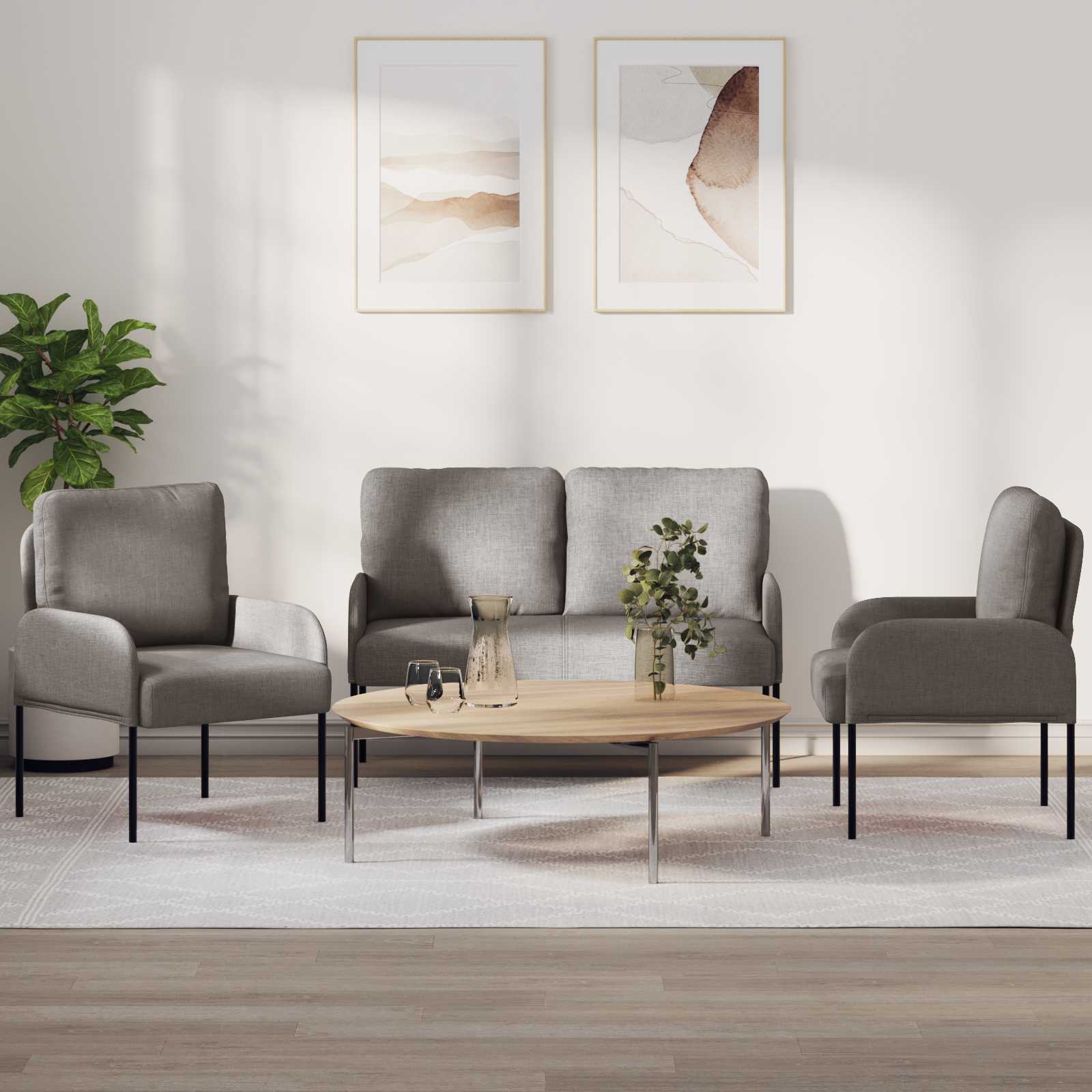 Ülőgarnitúrák párnával 3 pcs tópszínű 115 x 56 x 80 cm furnér