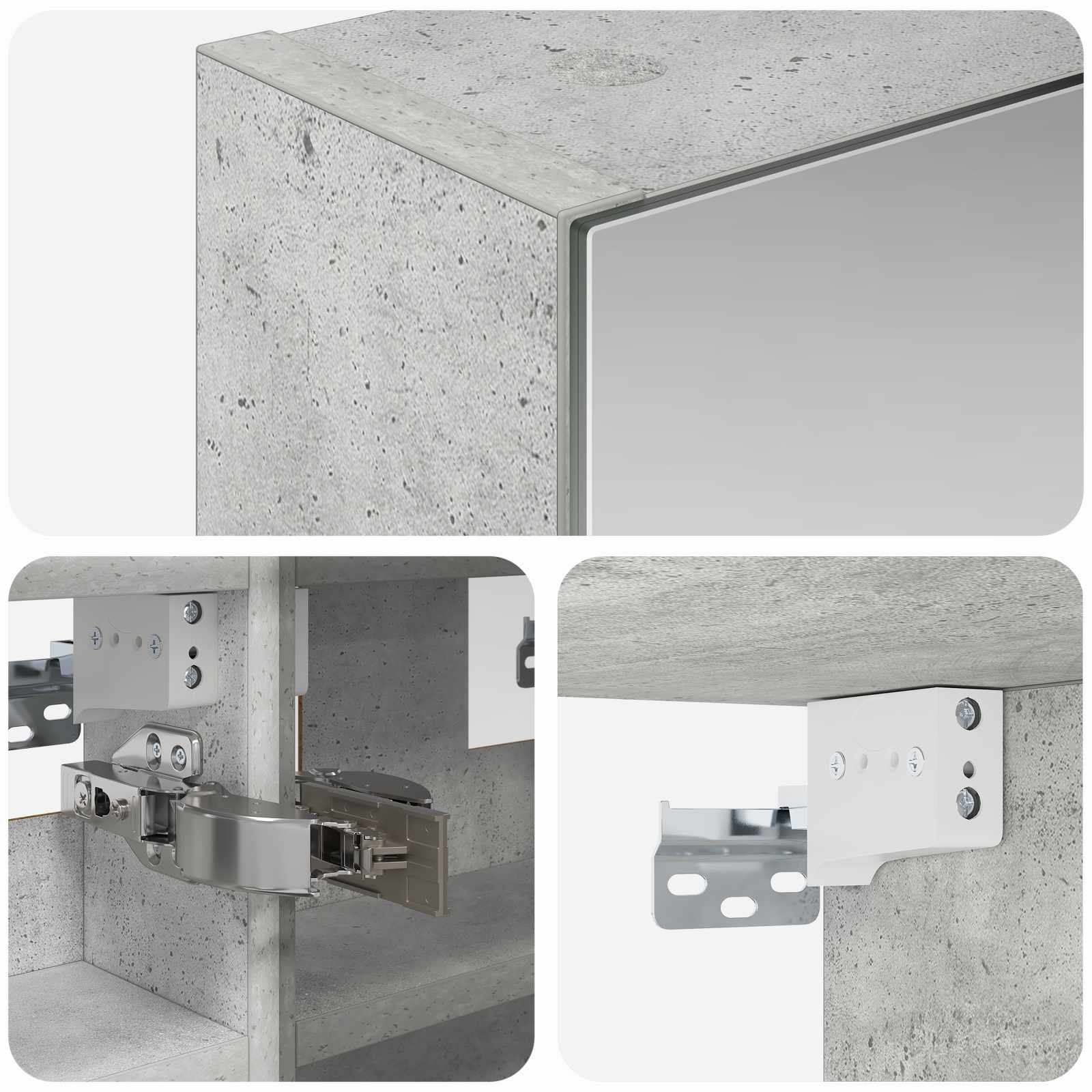 Fürdőszobai tükörszekrény beton szürke 30 x 10,5 x 50 cm