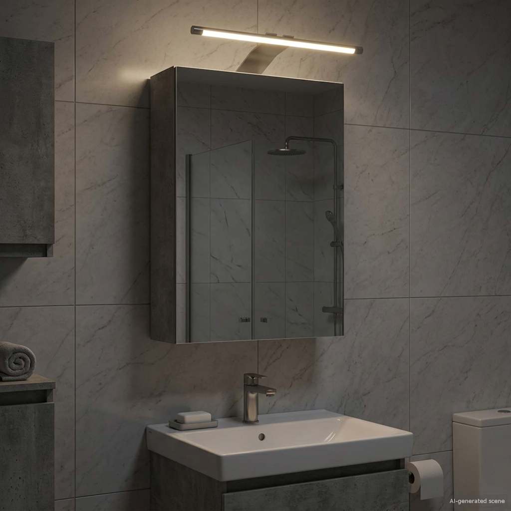 Fürdőszobai tükörszekrény beton szürke 30 x 10,5 x 50 cm