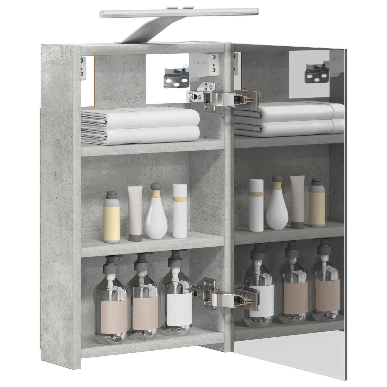 Fürdőszobai tükörszekrény beton szürke 30 x 10,5 x 50 cm