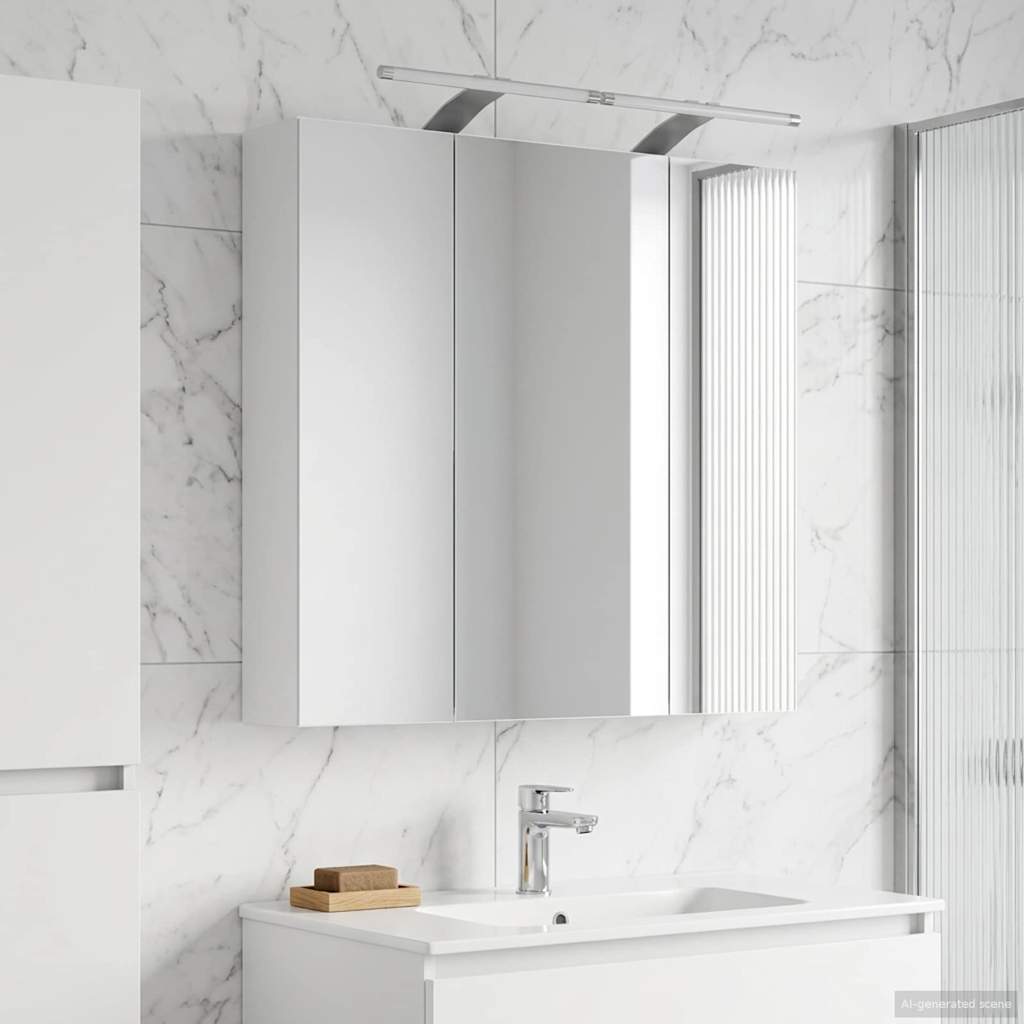 Fürdőszobai tükörszekrény fehér 70 x 14,5 x 70 cm faanyag