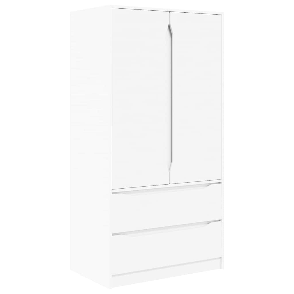 Ruhásszekrény fiókkal fehér 79,5 x 49 x 156 cm mérnöki fa