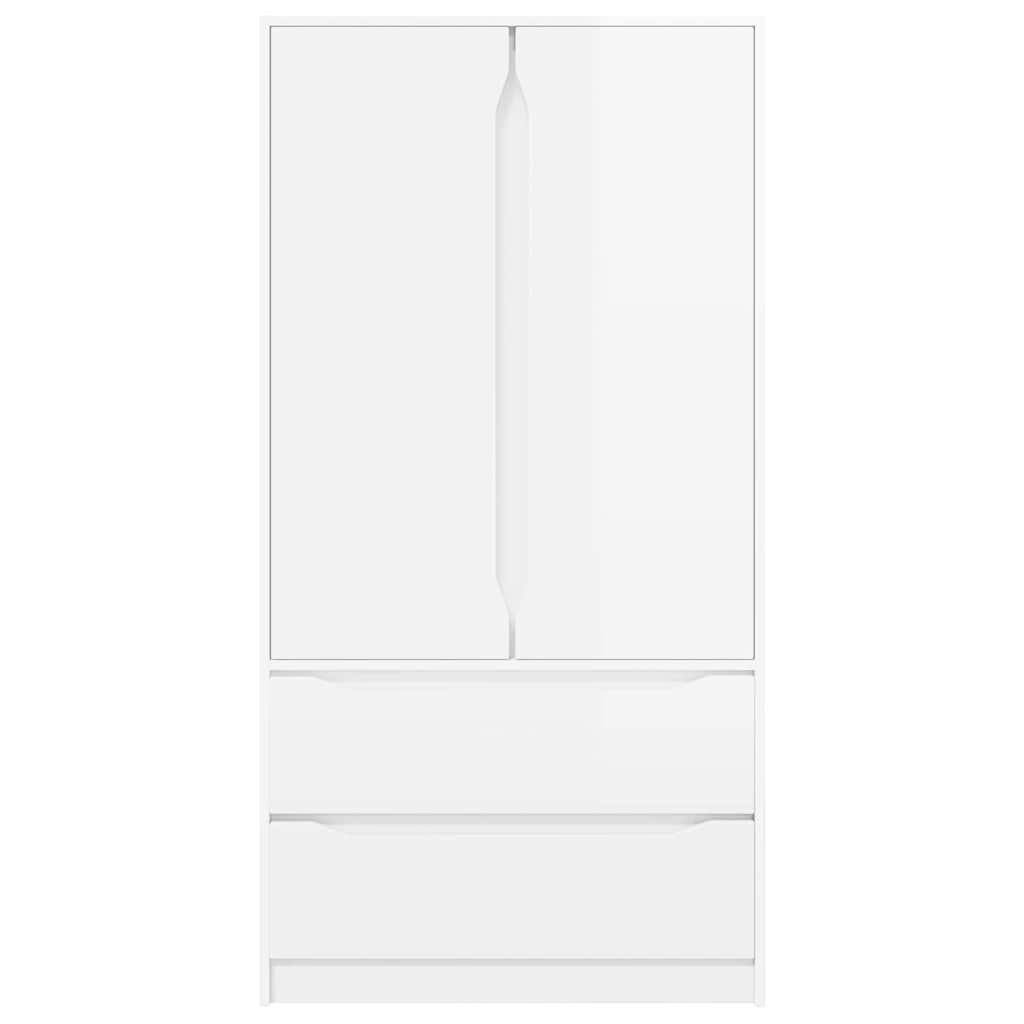 Ruhásszekrény magasfényű fehér 79,5 x 49 x 156 cm mérnöki fa