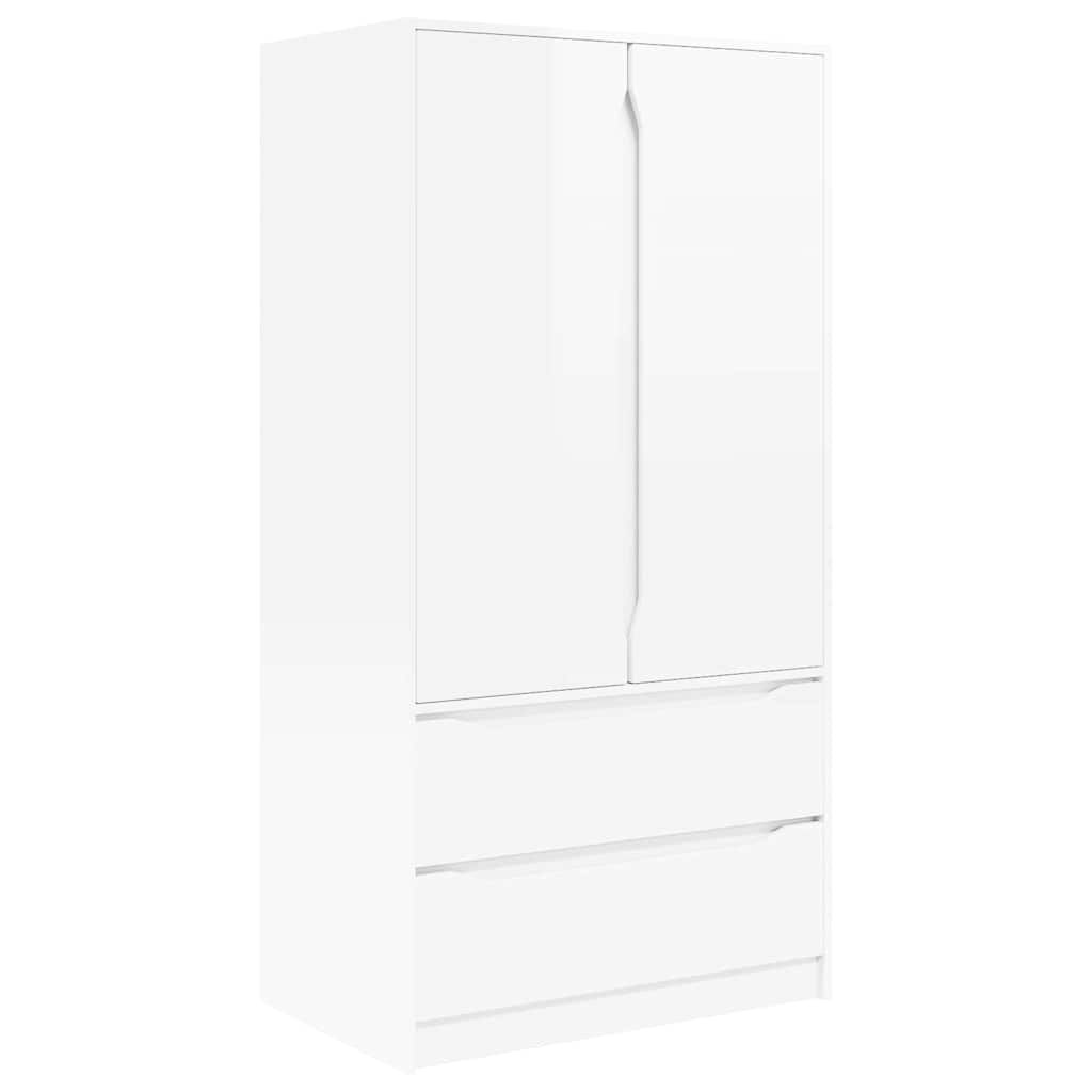 Ruhásszekrény magasfényű fehér 79,5 x 49 x 156 cm mérnöki fa