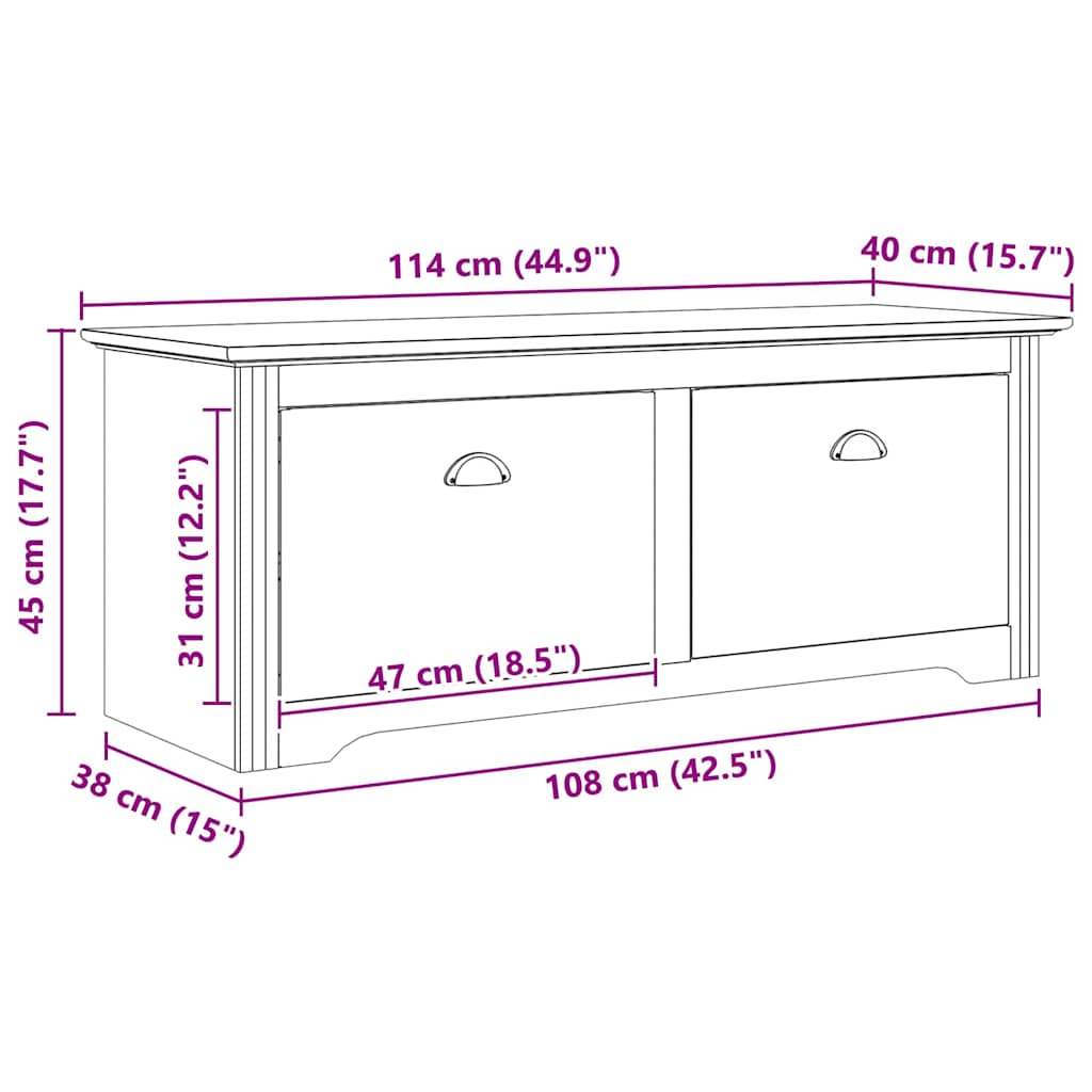 Előszoba pad fiókkal bodo méz barna 118 x 40 x 50 cm faanyag