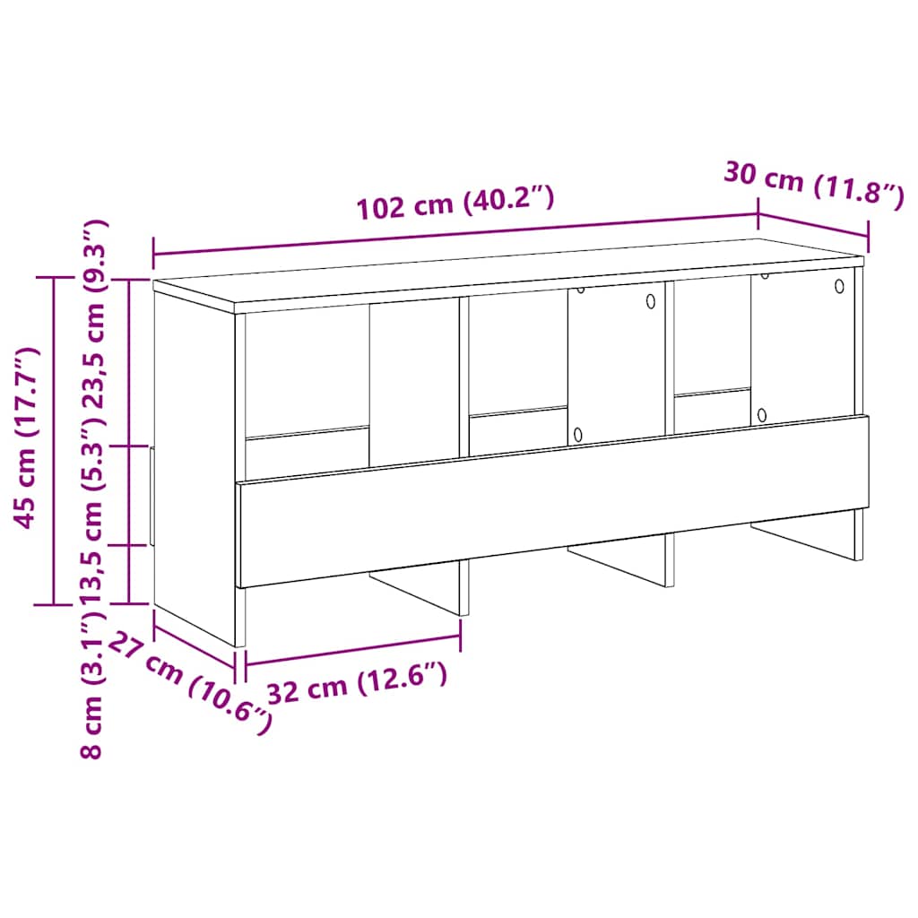 Magazin állvány sonoma tölgy 102 x 30 x 45 cm