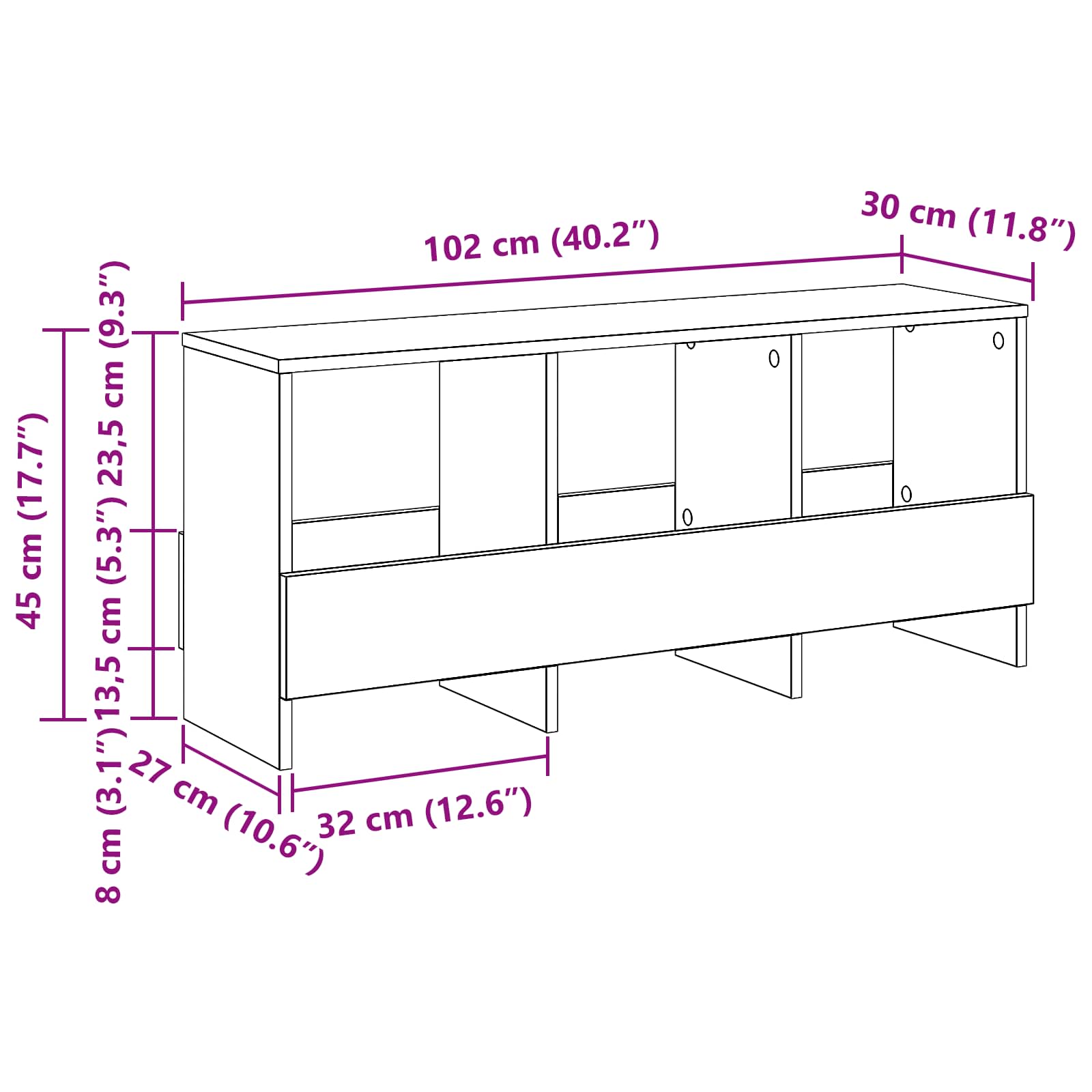 Magazin állvány sonoma tölgy 102 x 30 x 45 cm