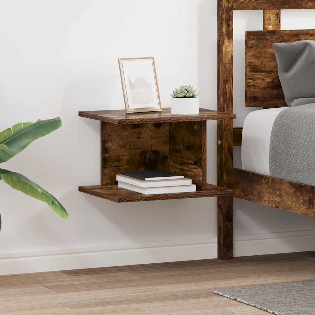 Éjjeli asztal 2 pcs füstölt tölgy 40 x 30 x 25 cm faanyag