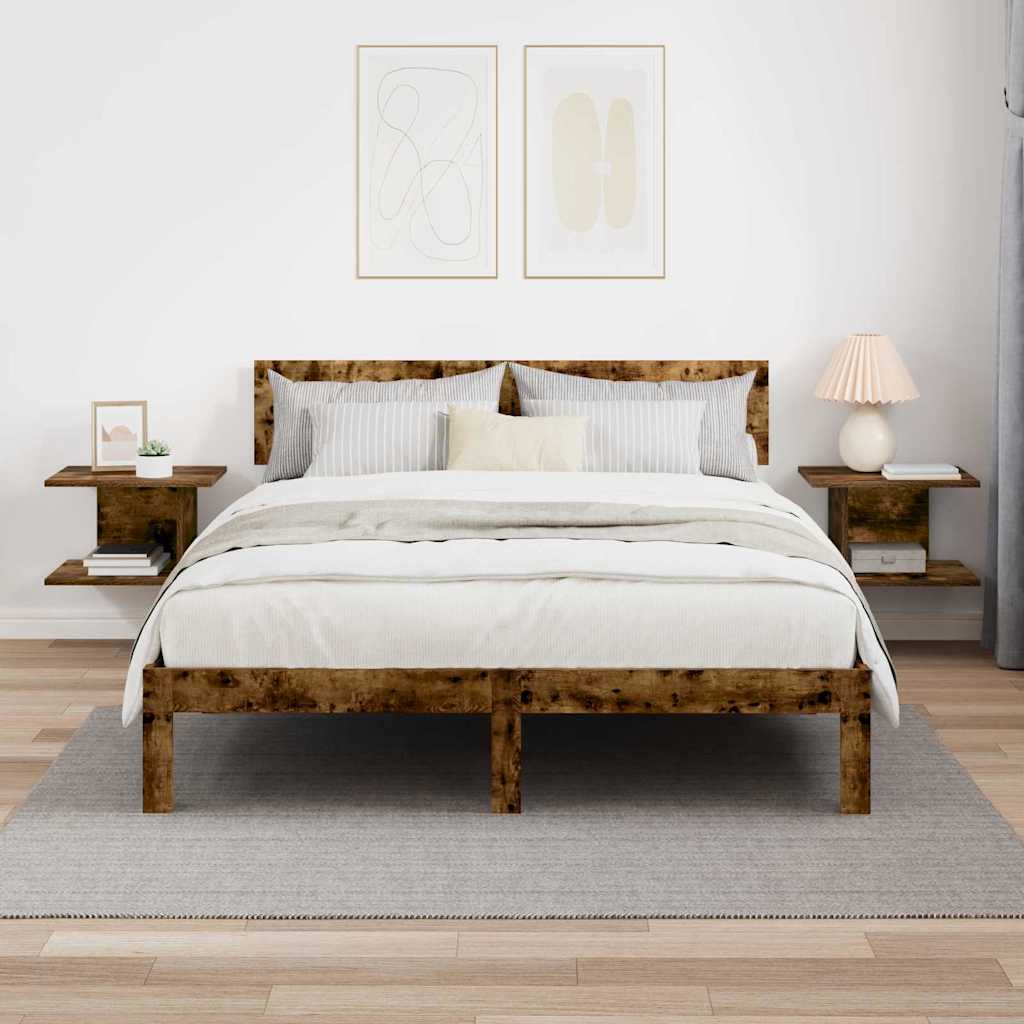 Éjjeli asztal 2 pcs füstölt tölgy 40 x 30 x 25 cm faanyag