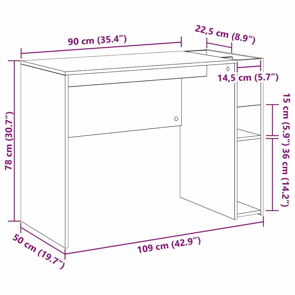 Asztal beton szürke 109 x 50 x 78 cm faanyag