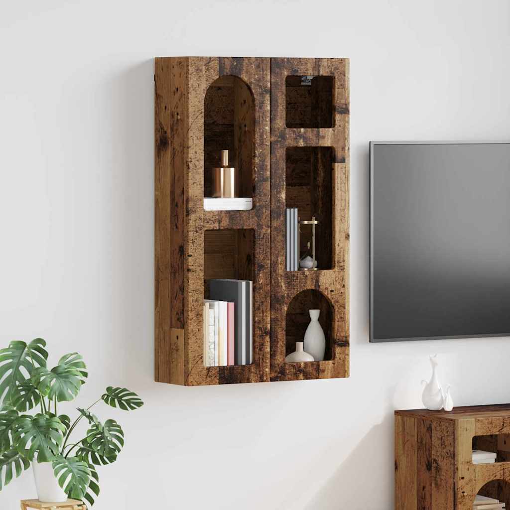 Függő szekrény polcokkal öreg fa 59 x 20 x 100 cm faanyag