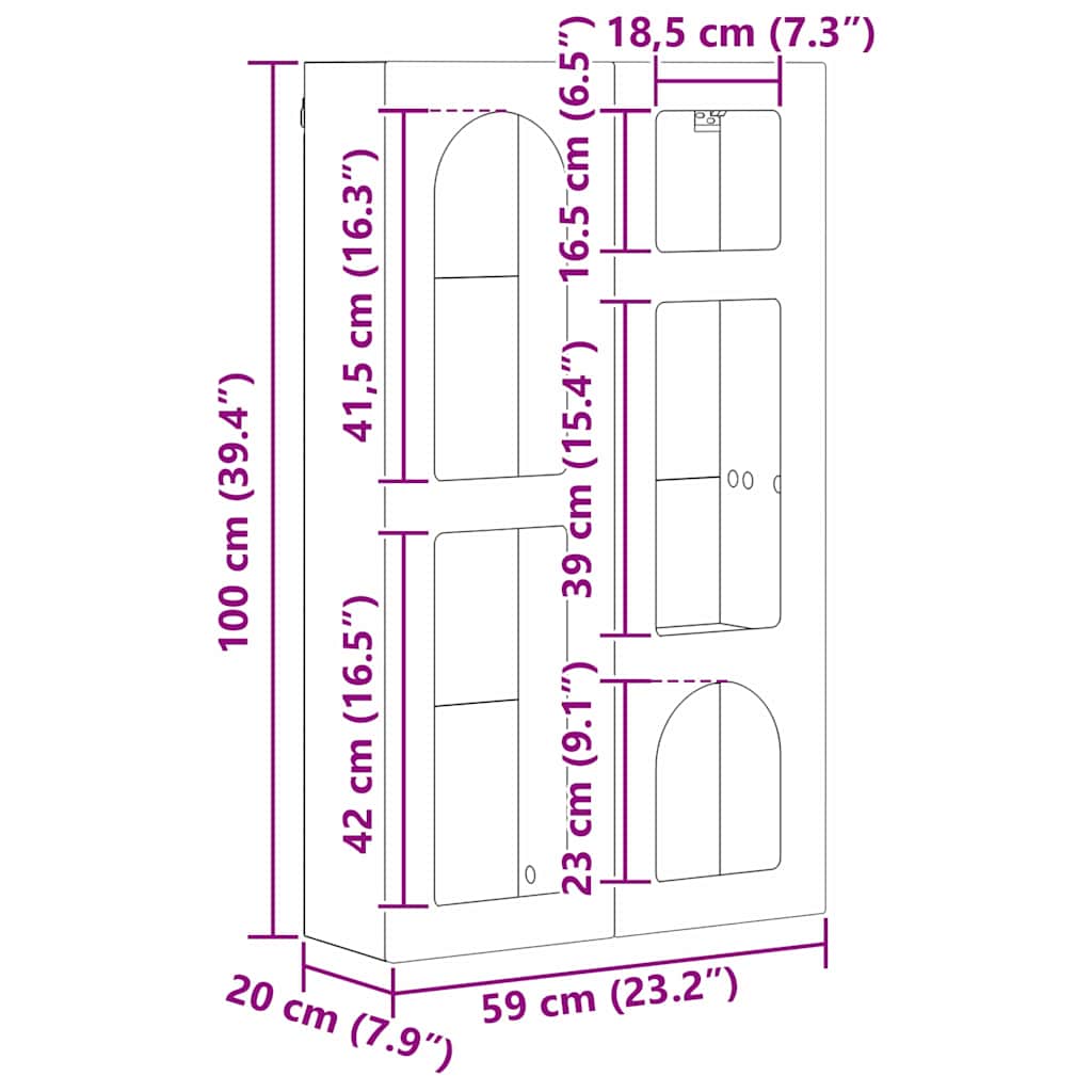 Függő szekrény polcokkal öreg fa 59 x 20 x 100 cm faanyag
