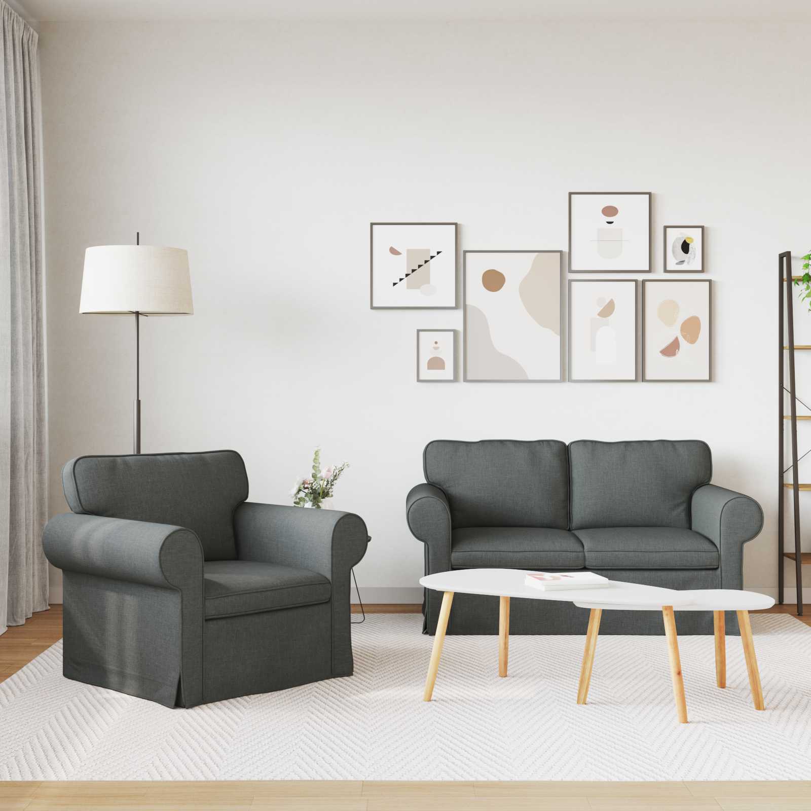 Kanapé 2 pcs sötétszürke fém