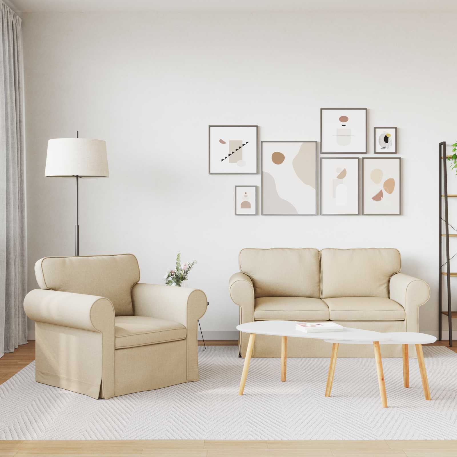 Kanapé 2 pcs krém fém