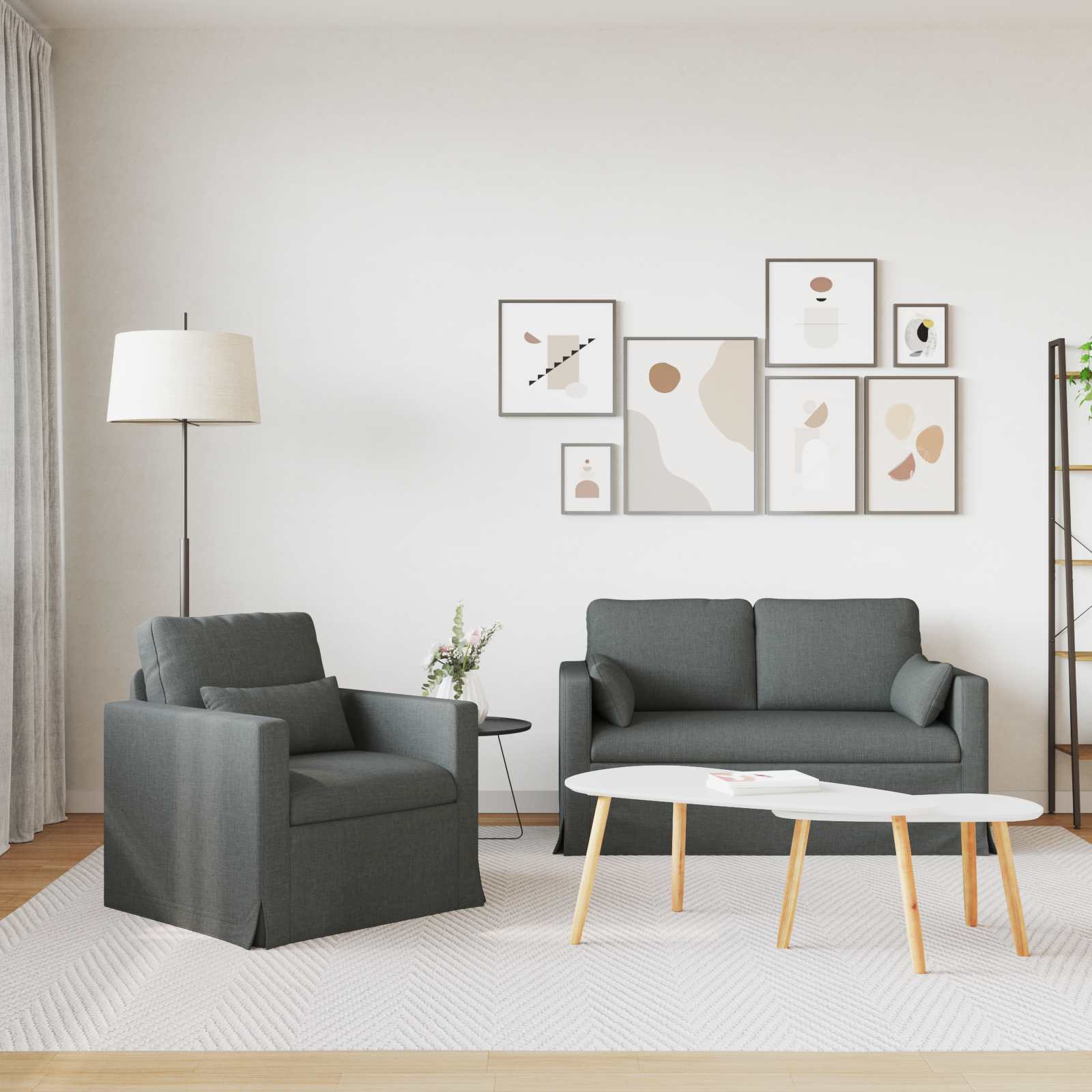 Kanapé 2 pcs sötétszürke fém