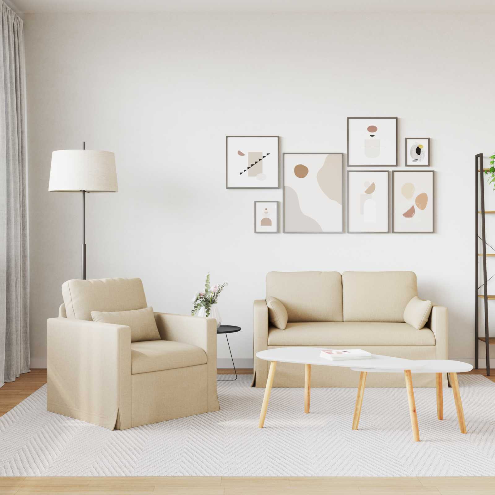 Kanapé 2 pcs krém fém