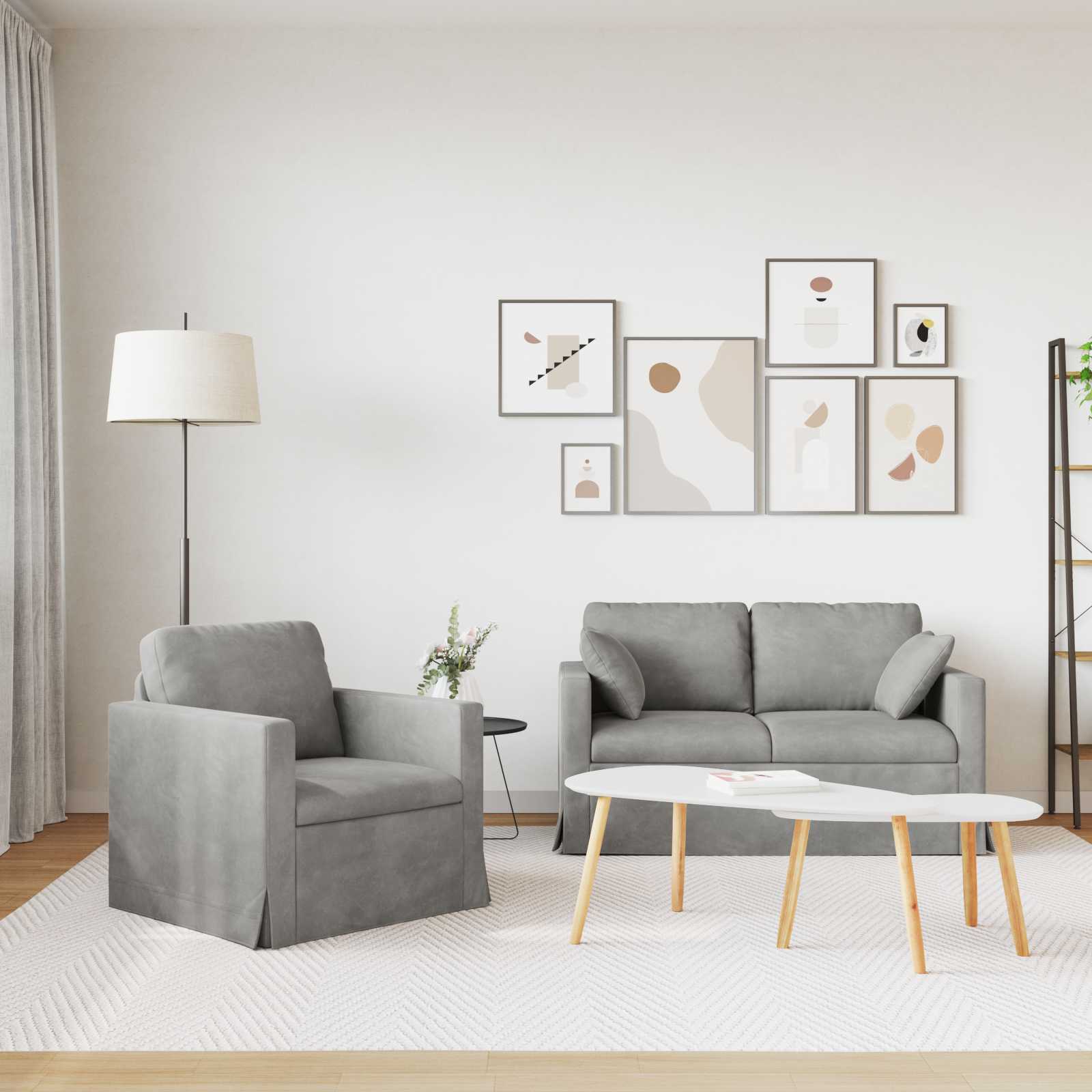 Kanapé 2 pcs világosszürke