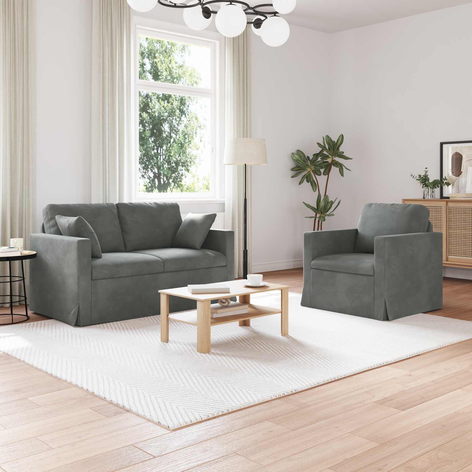 Kanapé 2 pcs sötétszürke