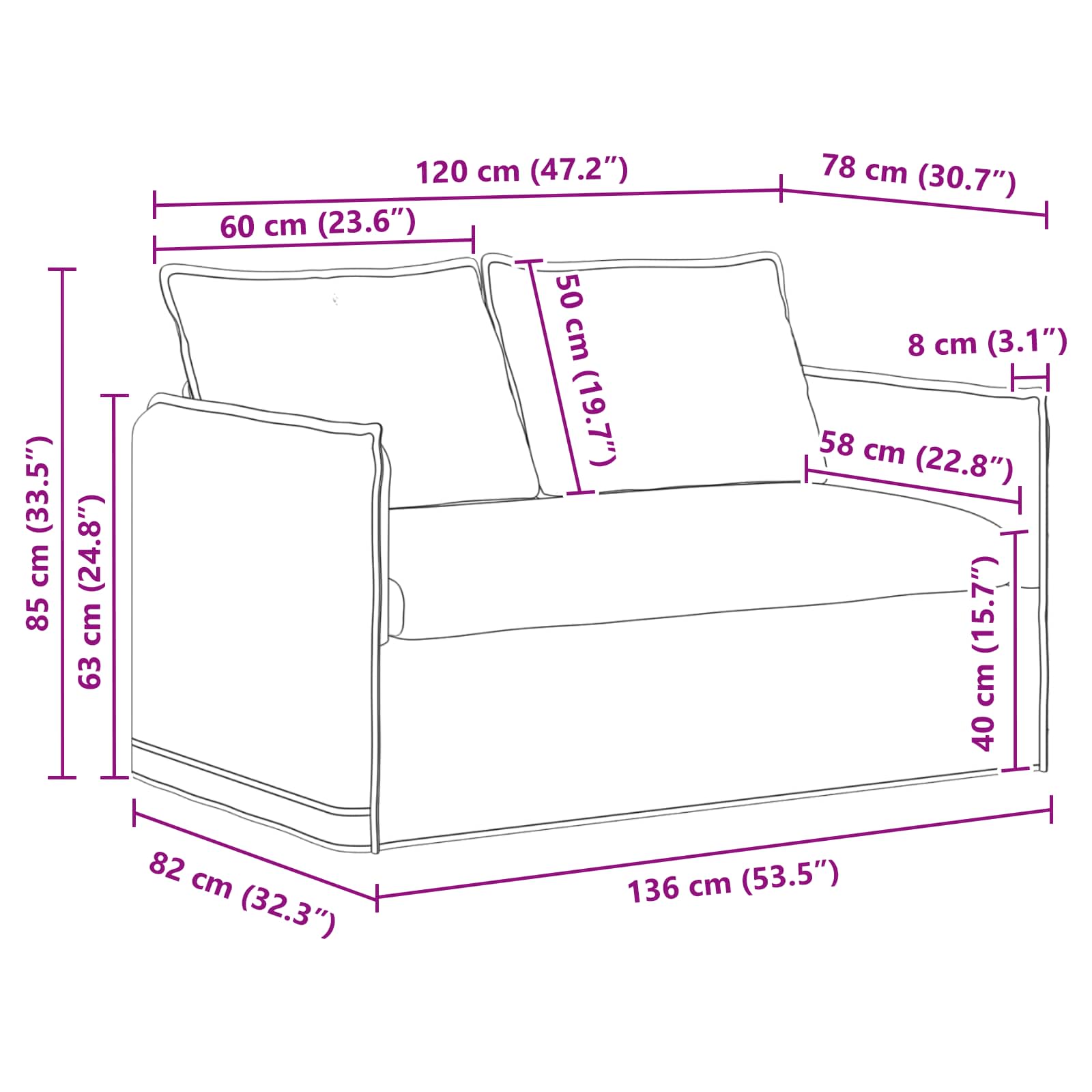Kanapé 120cm 2 pcs krém fém