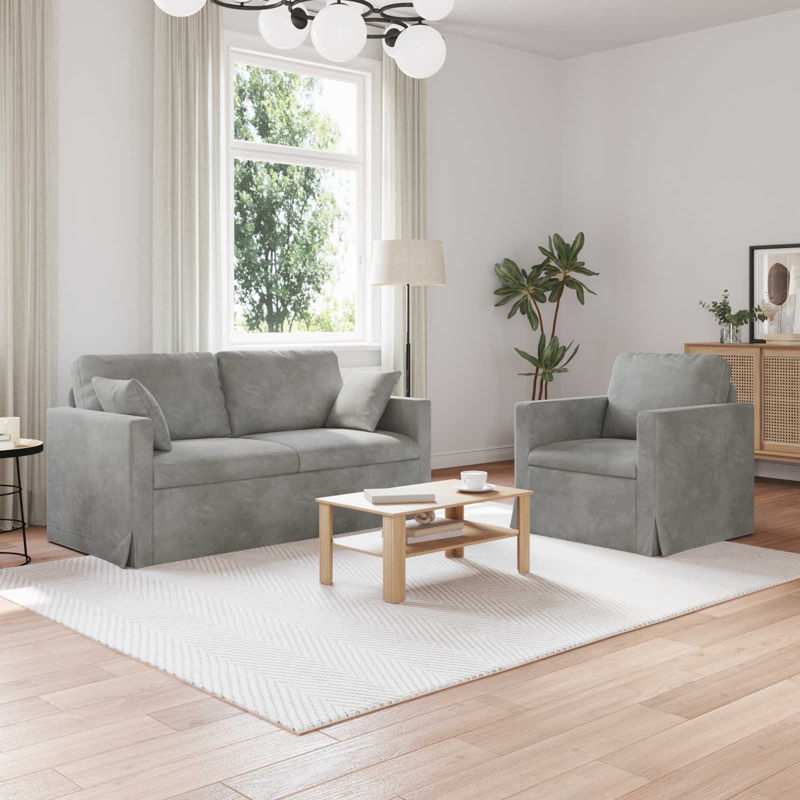 Kanapé 2 pcs világosszürke