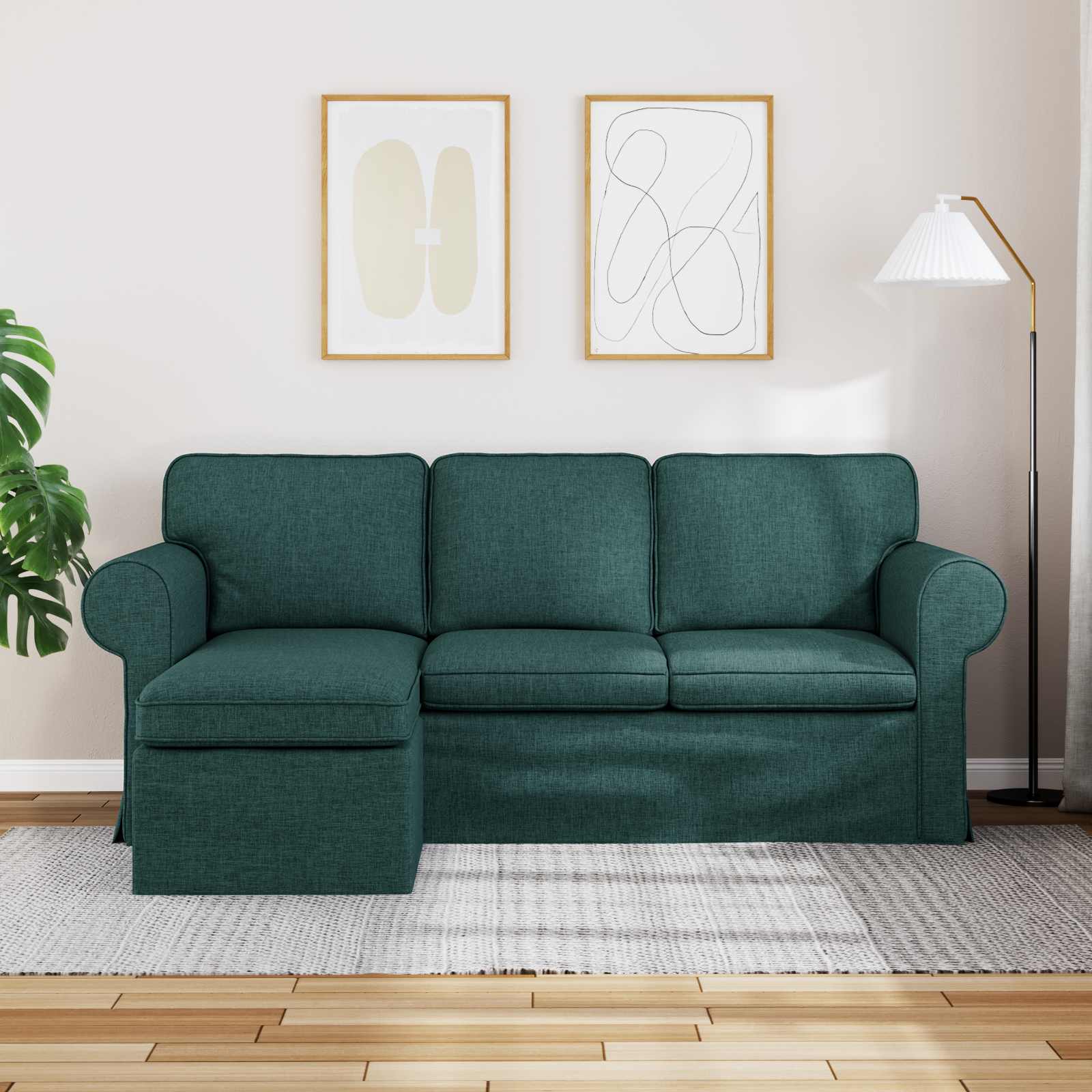 Kanapé sötétzöld 215 x 138 x 80 cm fém