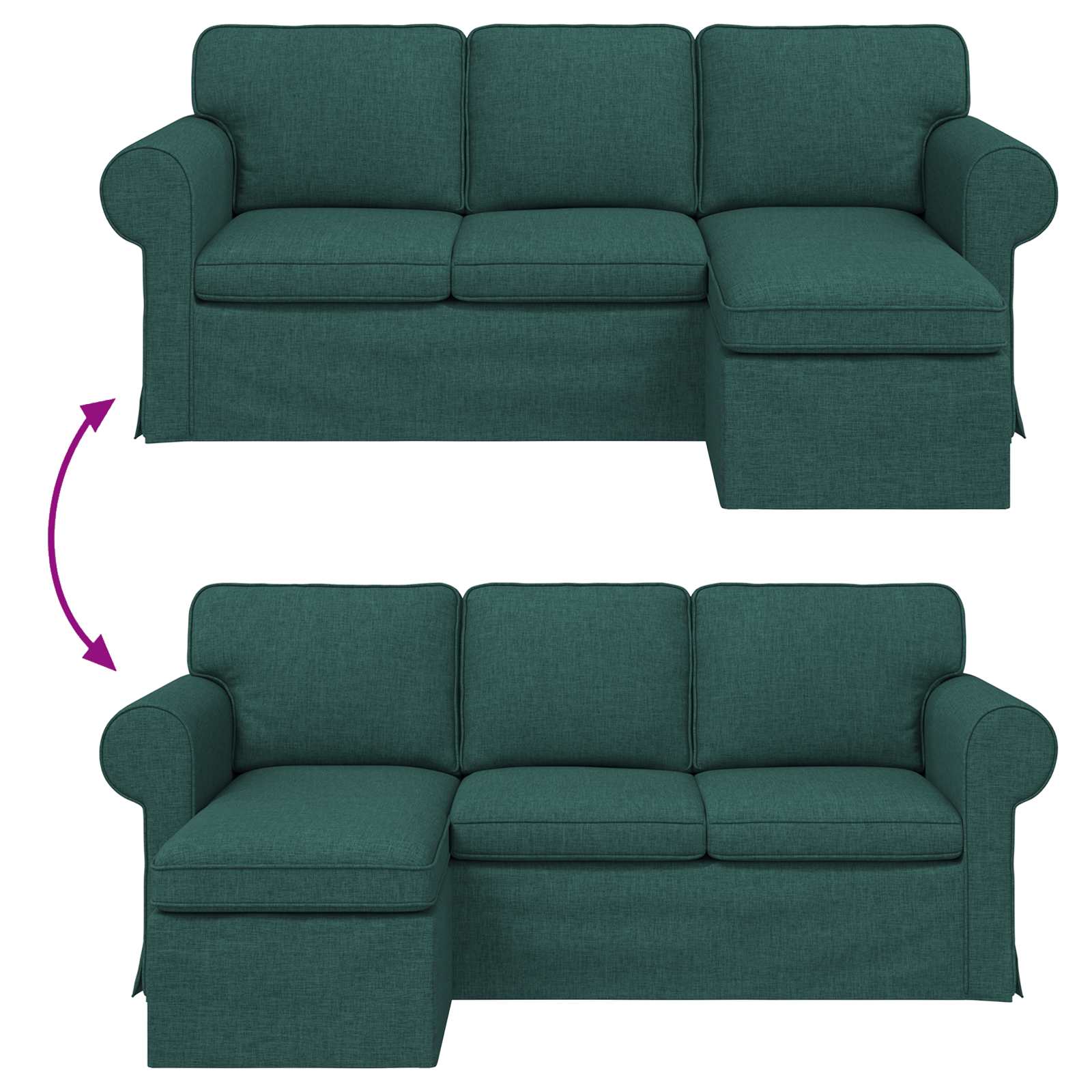 Kanapé sötétzöld 215 x 138 x 80 cm fém