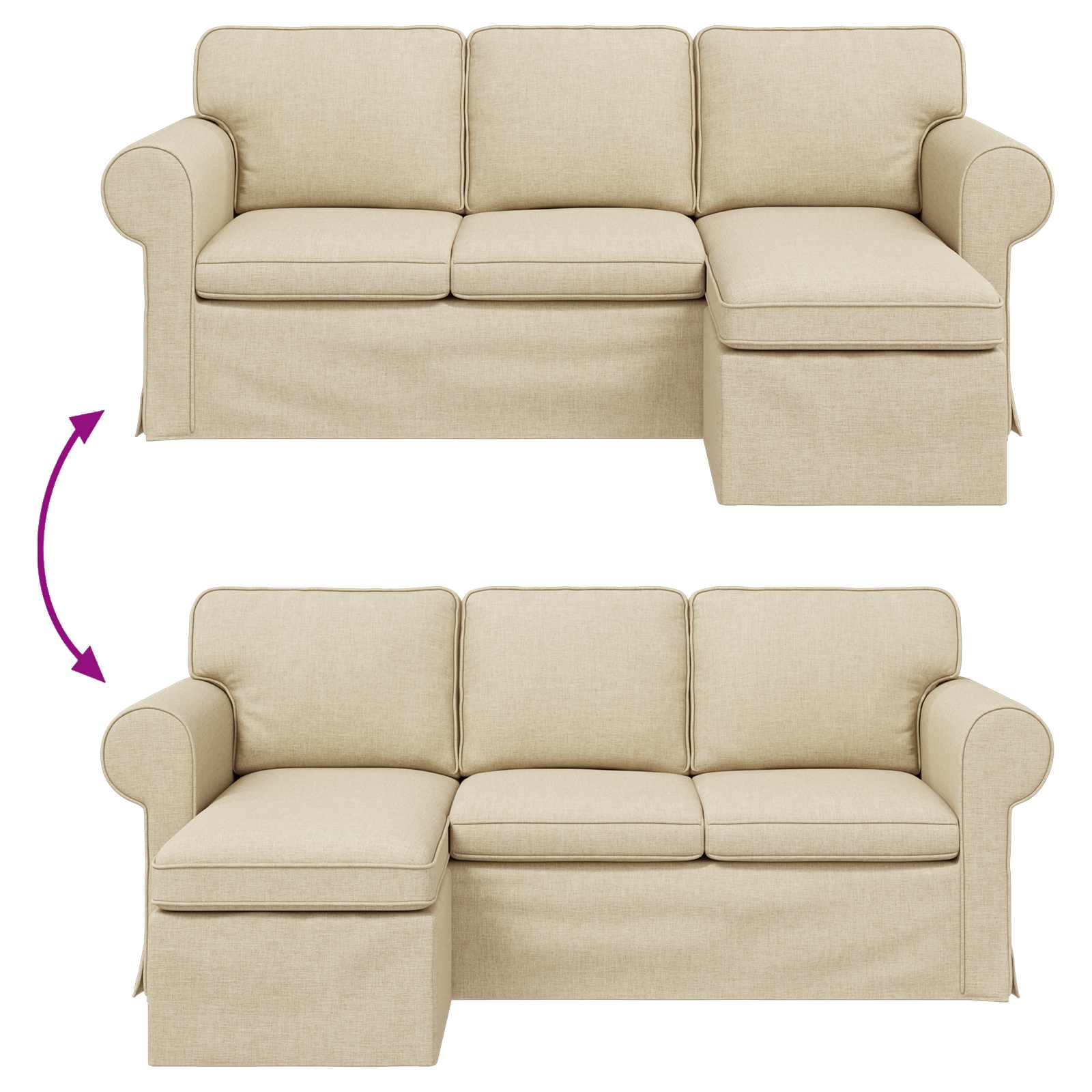 Kanapé krém 215 x 138 x 80 cm fém