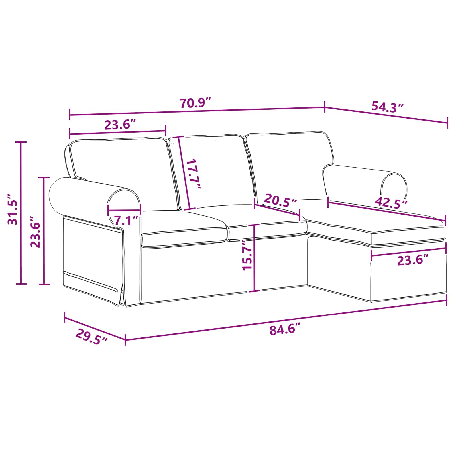 Kanapé sötétszürke 215 x 138 x 80 cm fém