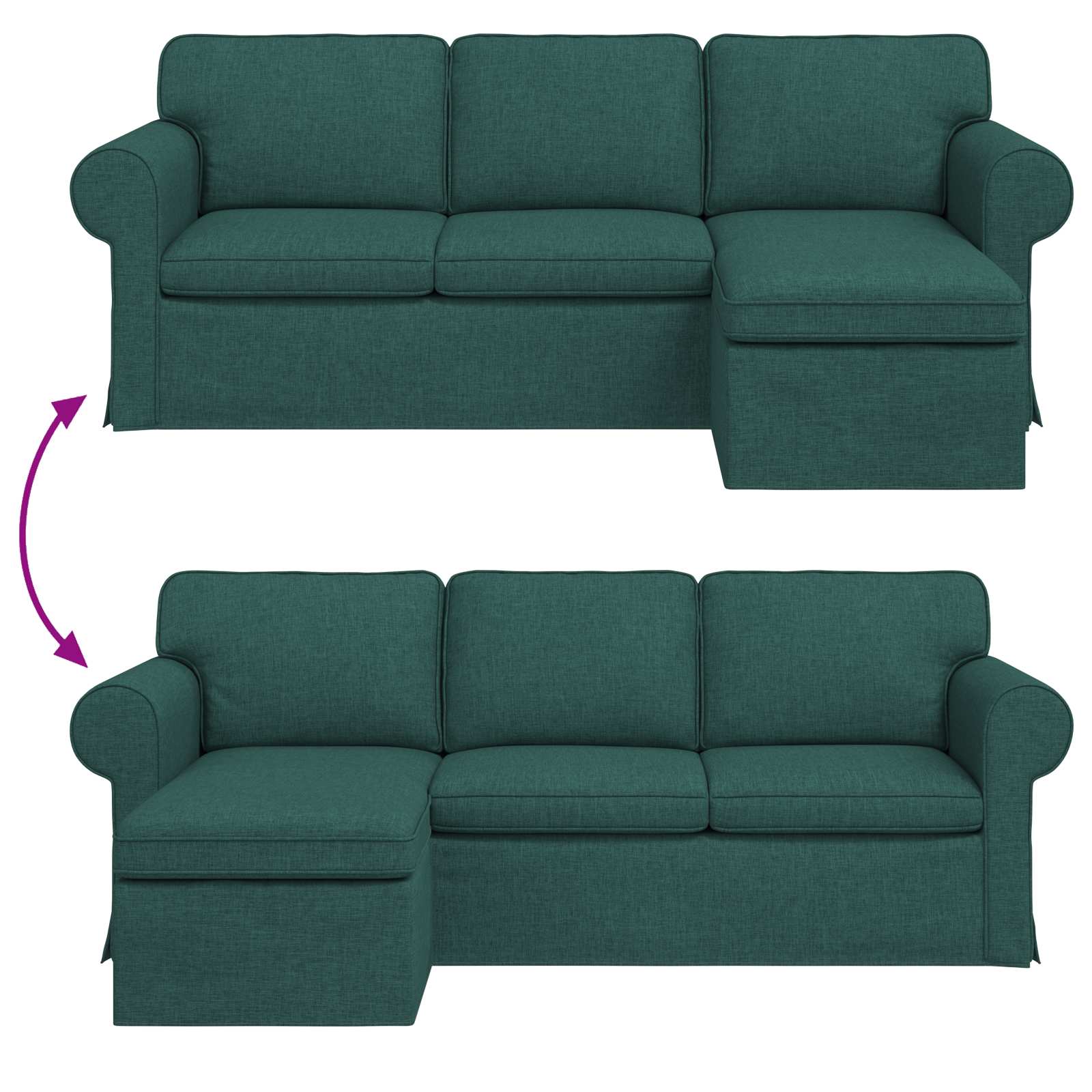 Kanapé sötétzöld 215 x 138 x 80 cm fém