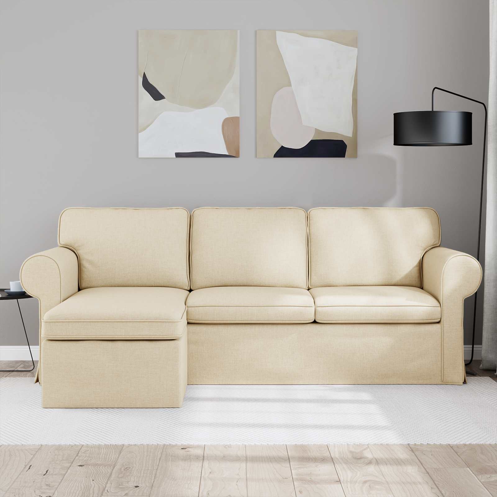 Kanapé krém 215 x 138 x 80 cm fém