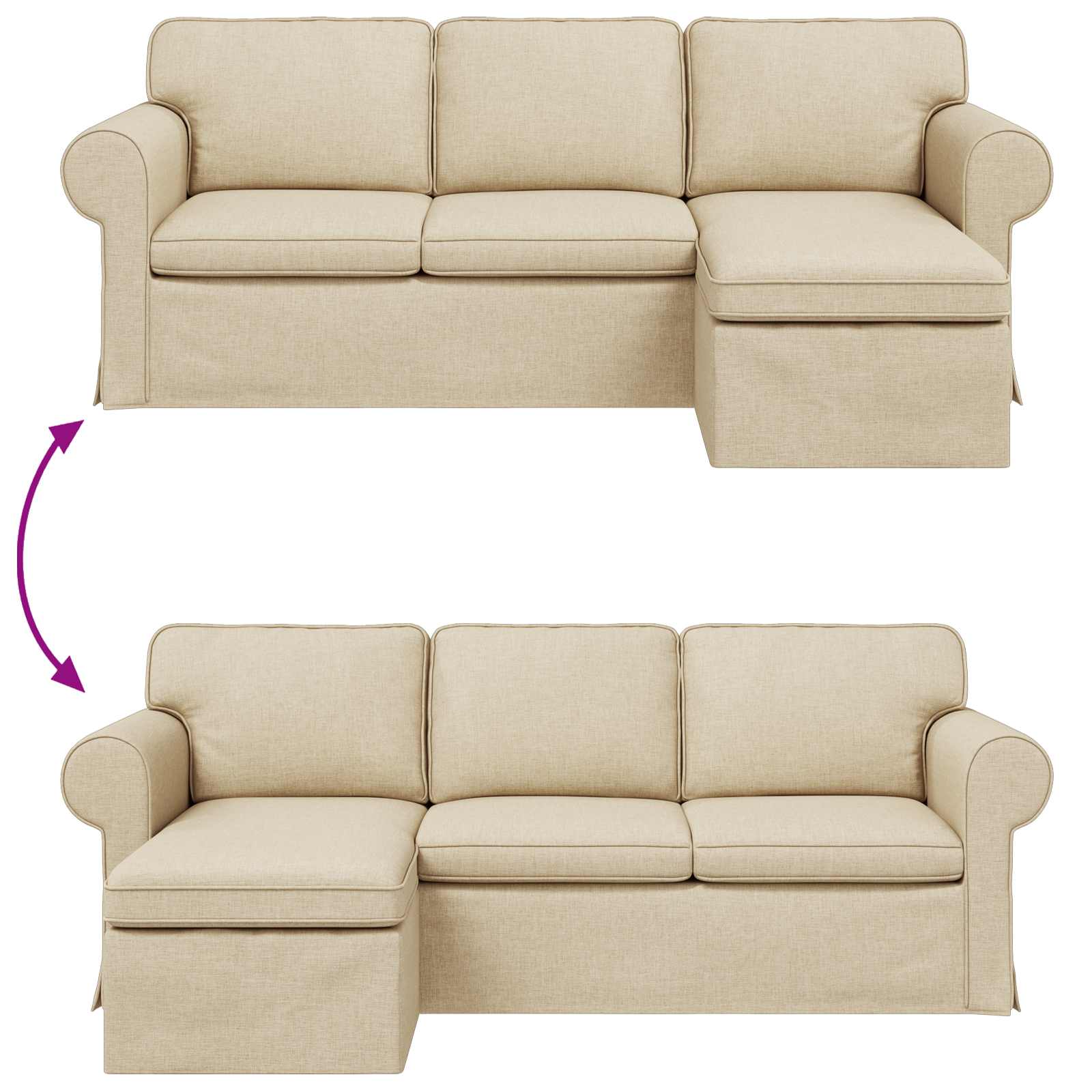 Kanapé krém 215 x 138 x 80 cm fém