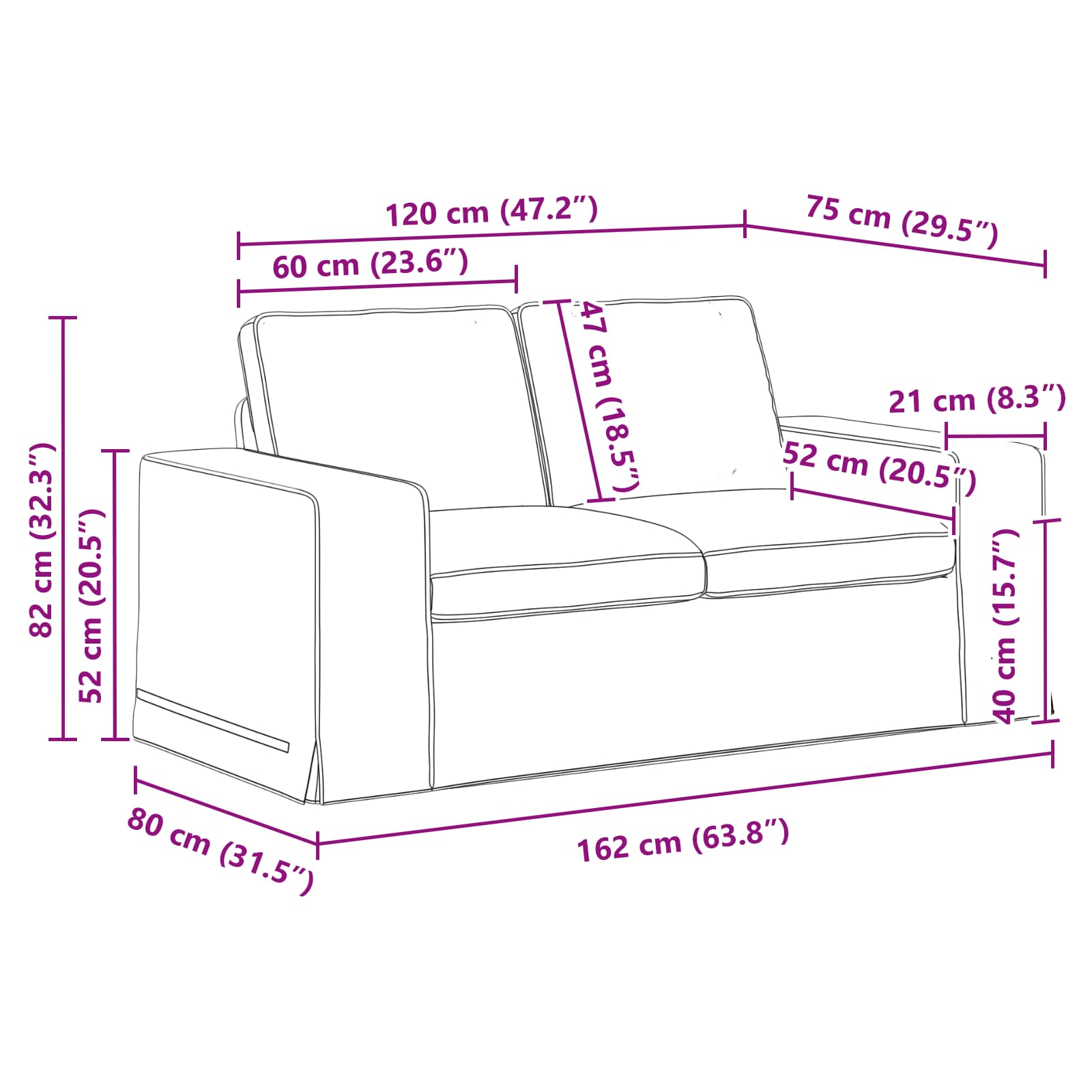 Kanapé tópszínű 162 x 80 x 82 cm fém