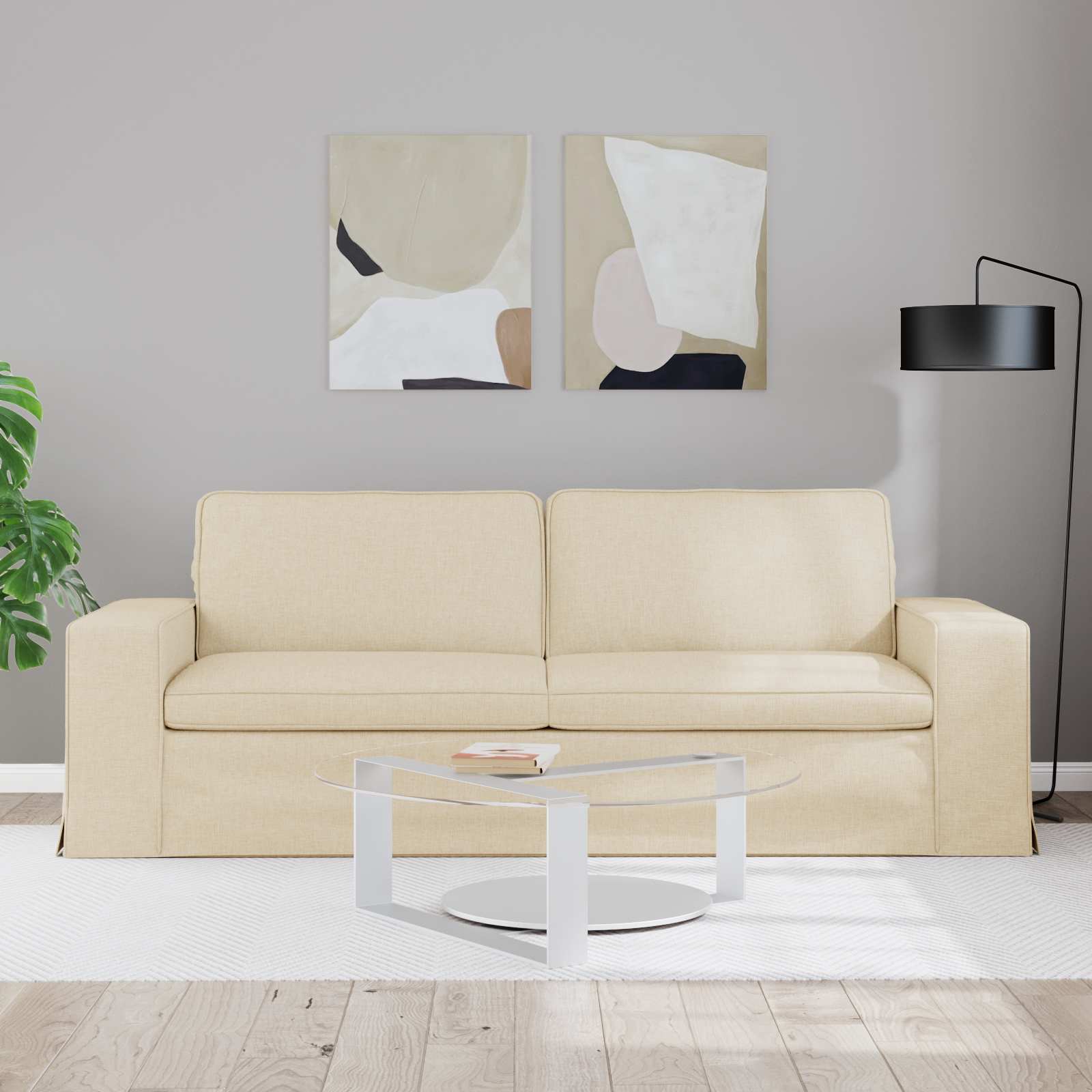 Kanapé krém 222 x 80 x 82 cm fém