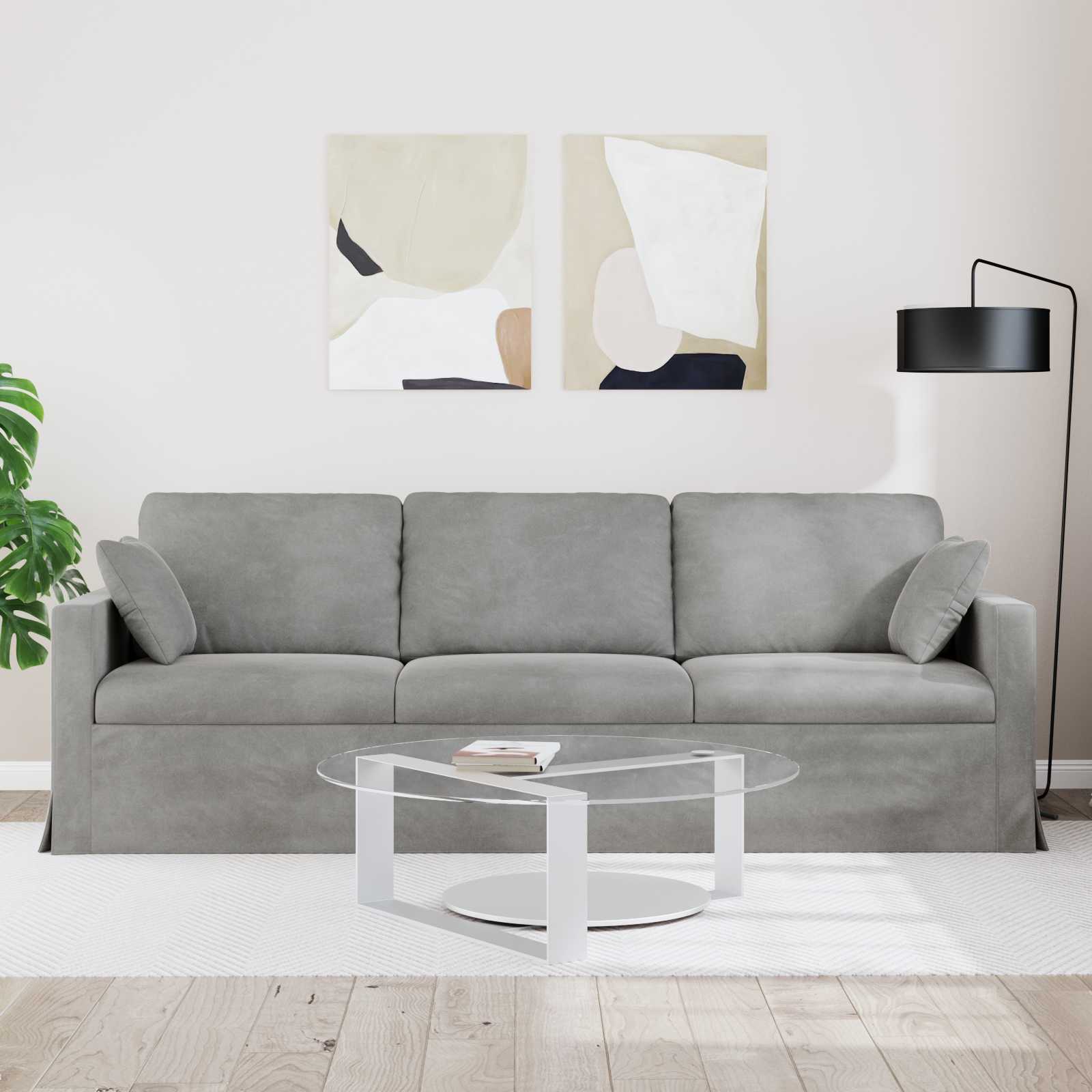 Kanapé világosszürke 228 x 78 x 80 cm bársony