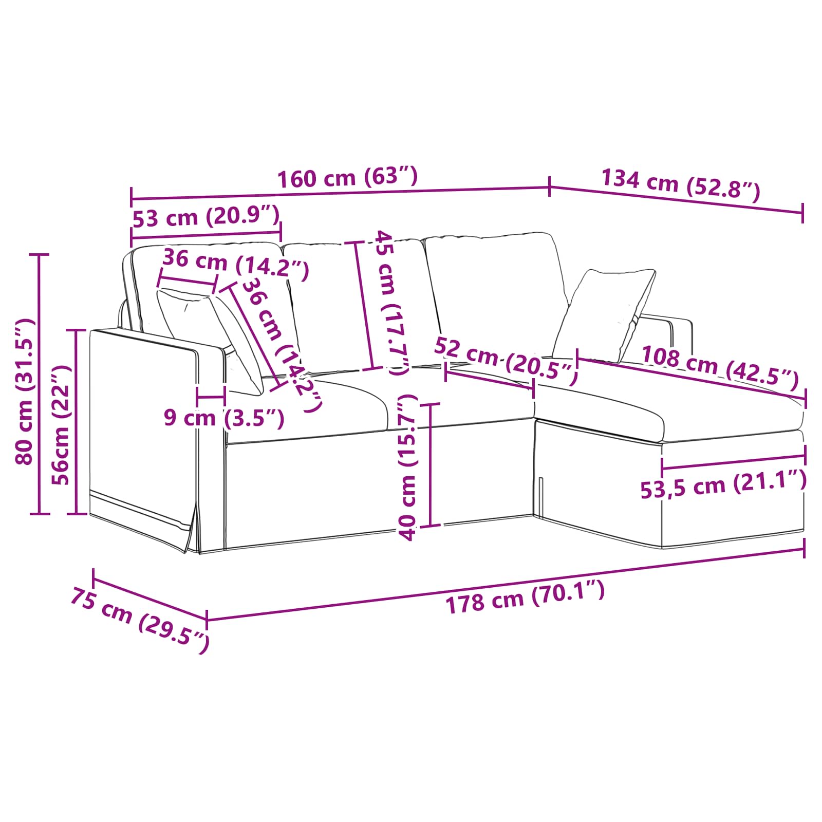 Kanapé sötétszürke 198 x 134 x 80 cm bársony