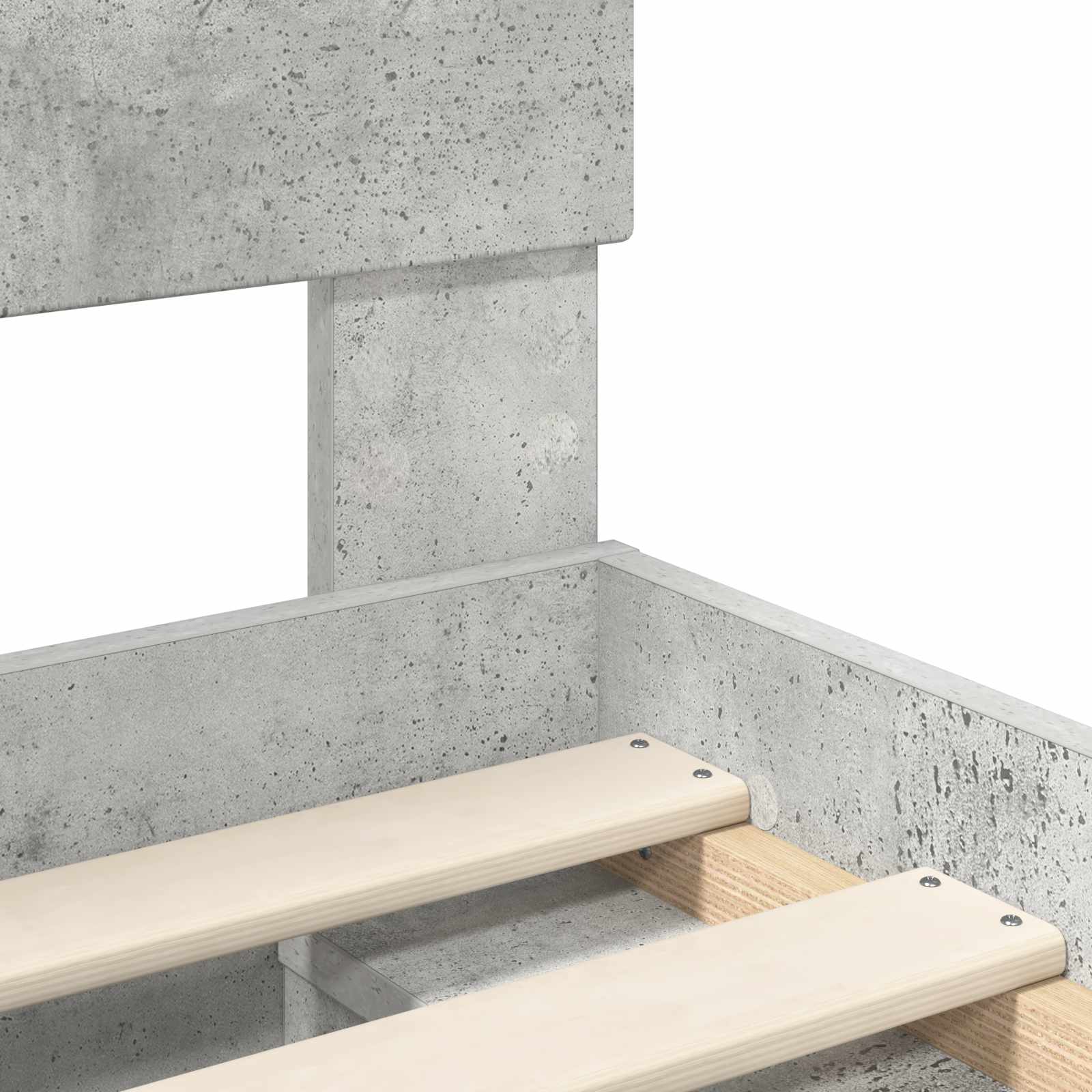 Ágykeret fejtámlával beton szürke 90 x 190 cm faanyag