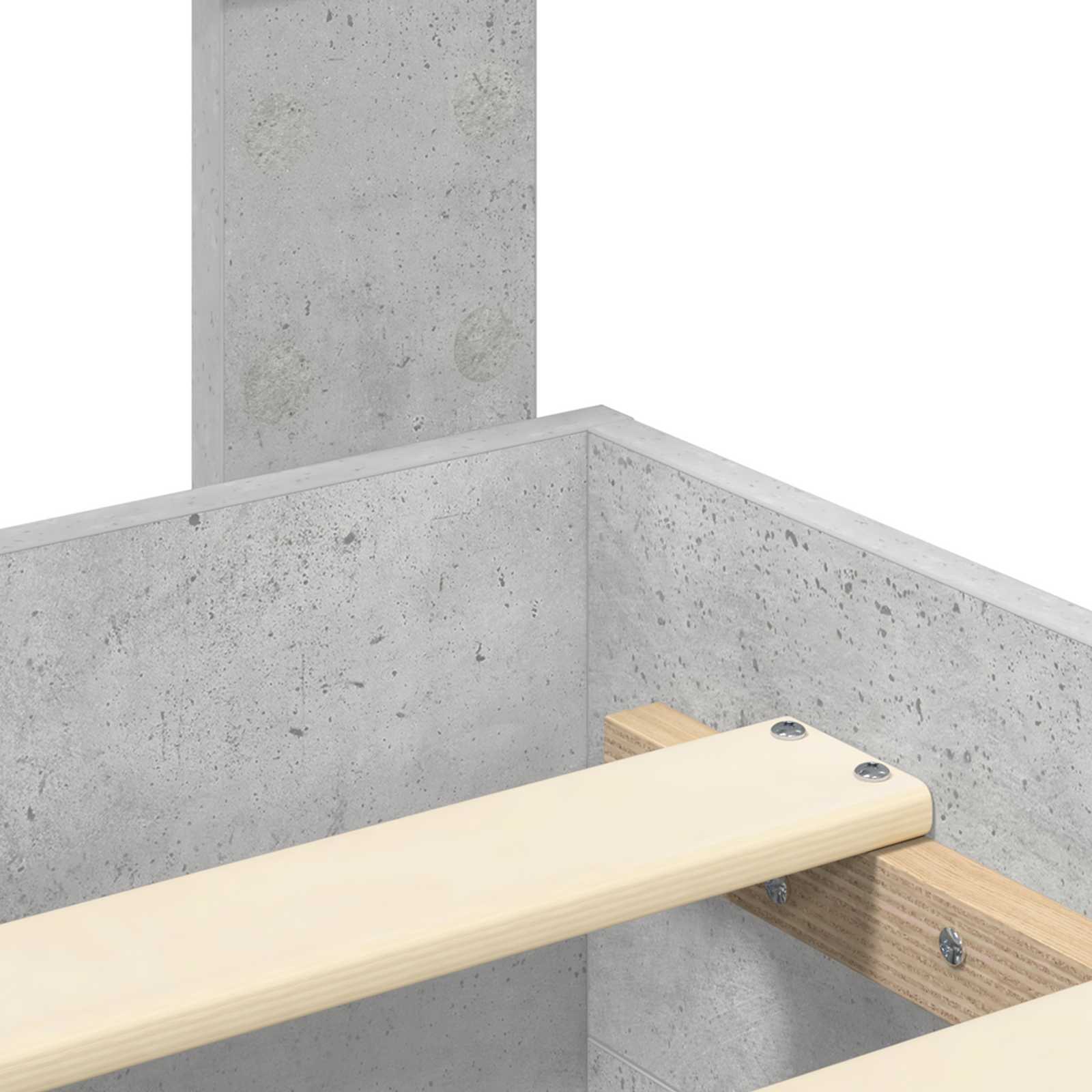 Ágykeret fejtámlával fiókkal beton szürke 180 x 200 cm faanyag