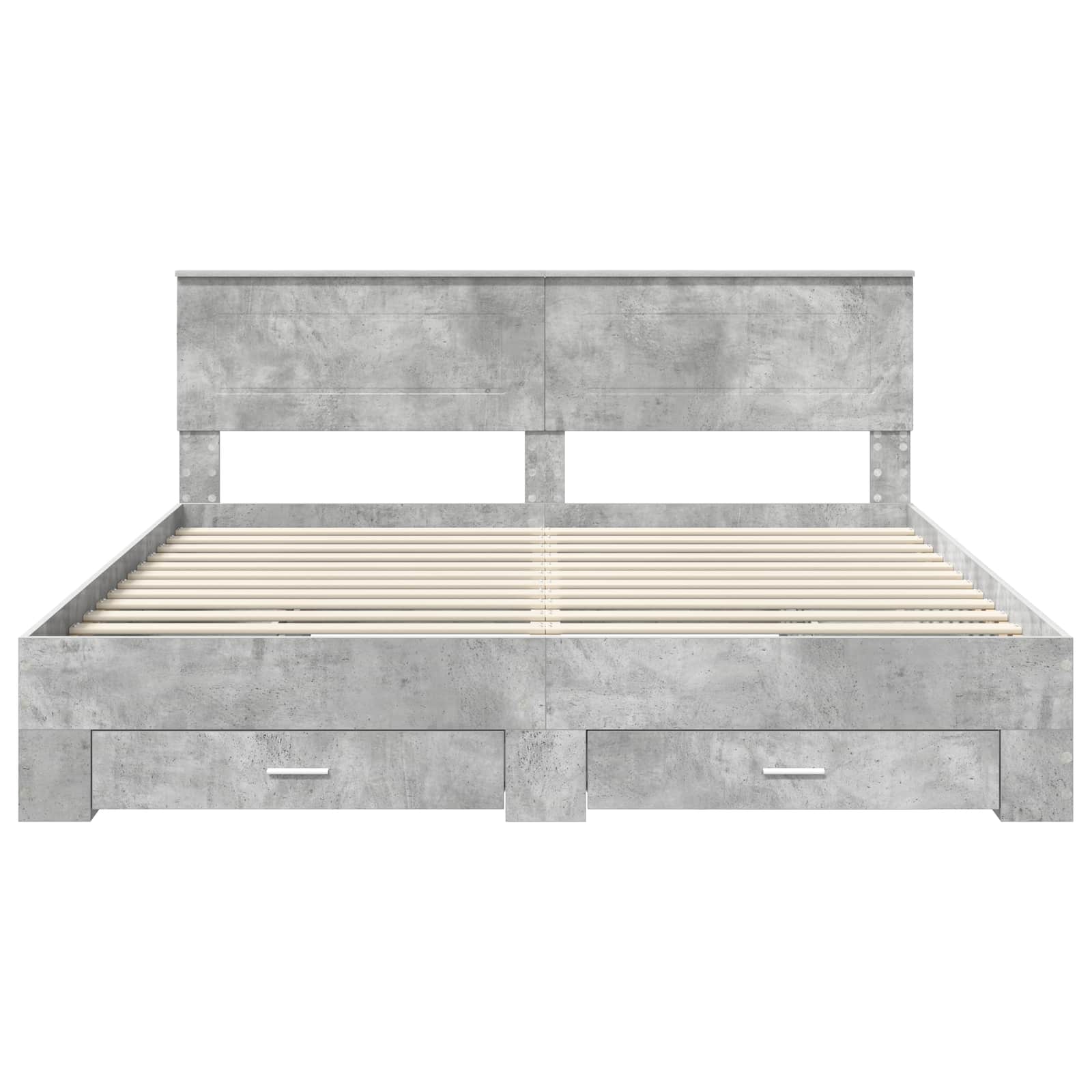 Ágykeret fejtámlával fiókkal beton szürke 180 x 200 cm faanyag